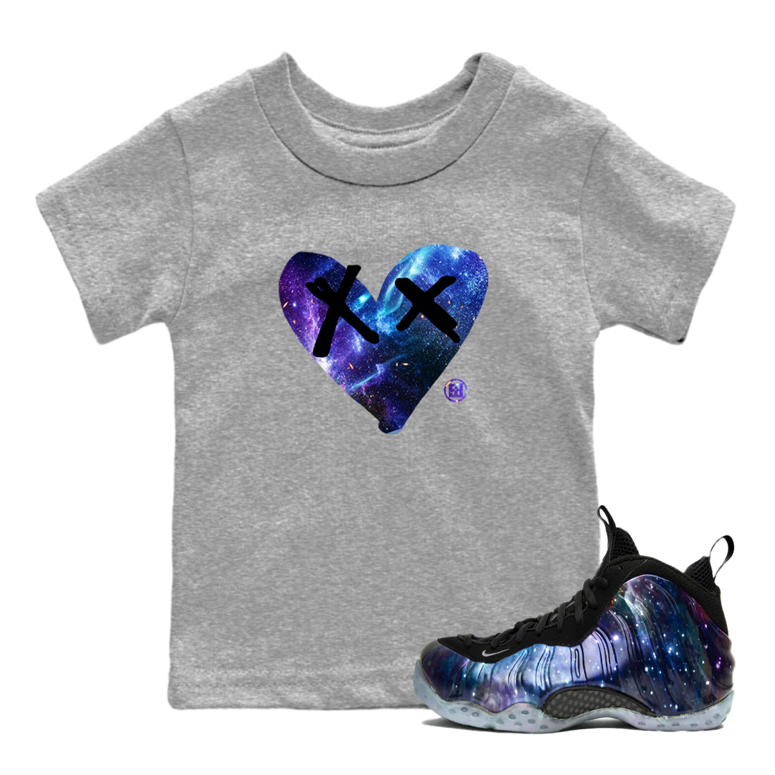 Camo Heart snkmatch Tees Kids - Air Foamposite One Galaxy