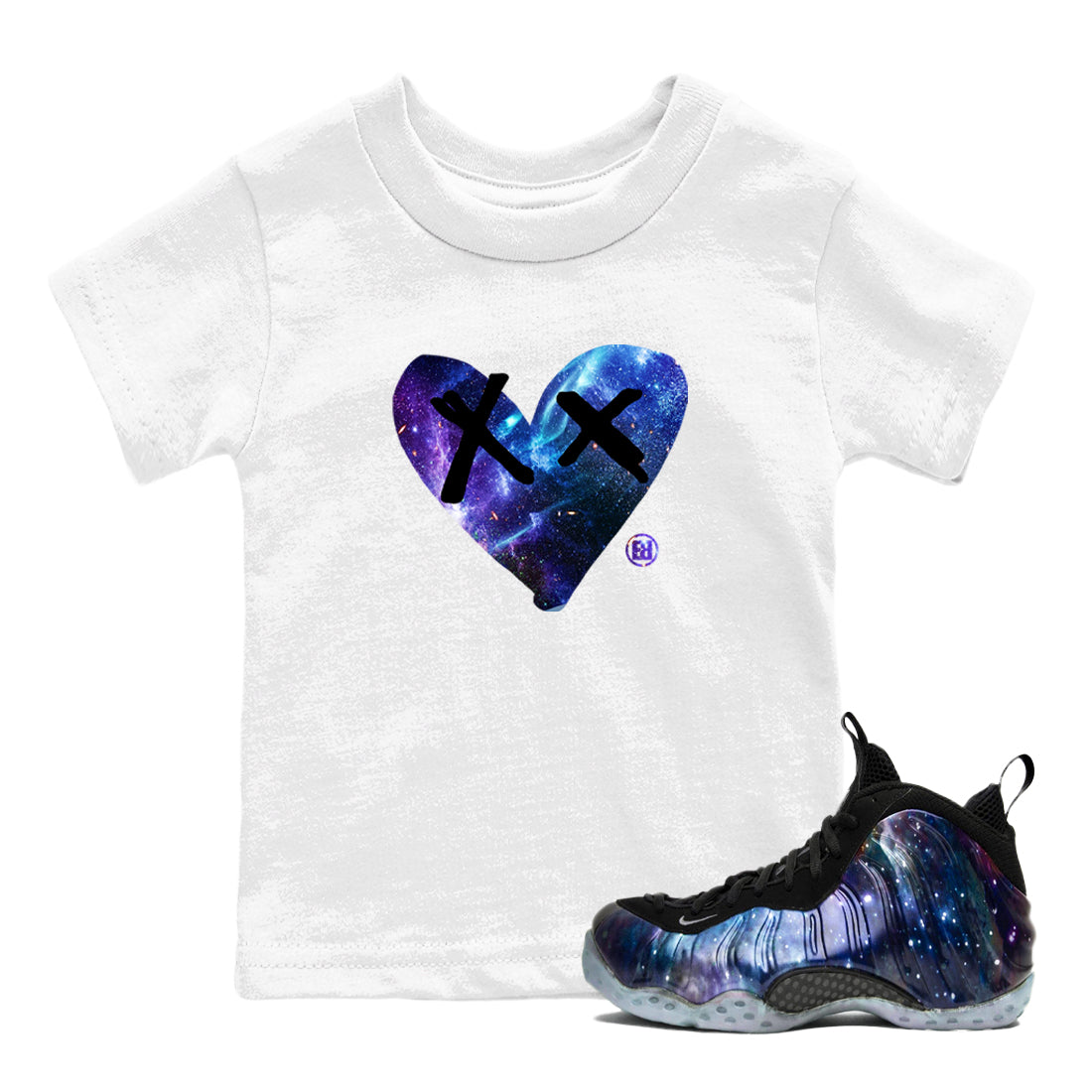 Camo Heart snkmatch Tees Kids - Air Foamposite One Galaxy