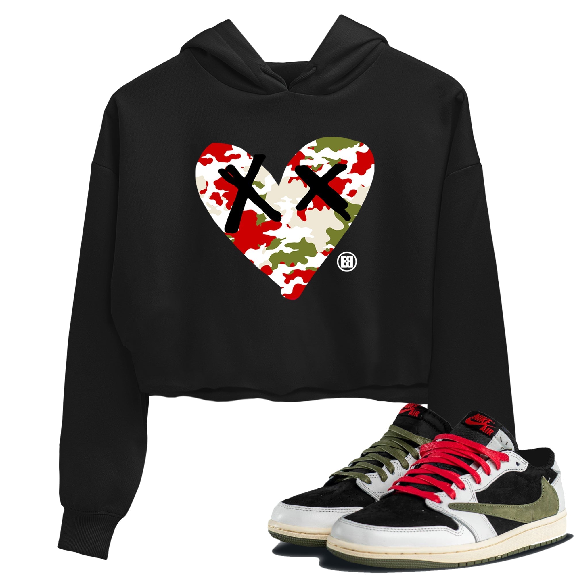 Camo Heart snkmatch Women's Top - Air Jordan 1 Travis Scott Olive