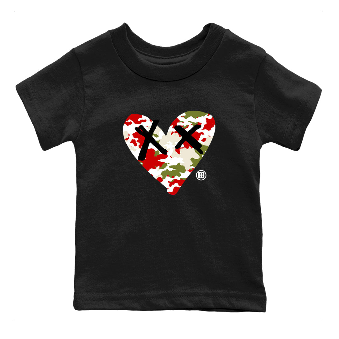 Camo Heart snkmatch Tees Kids - Air Jordan 1 Travis Scott Olive