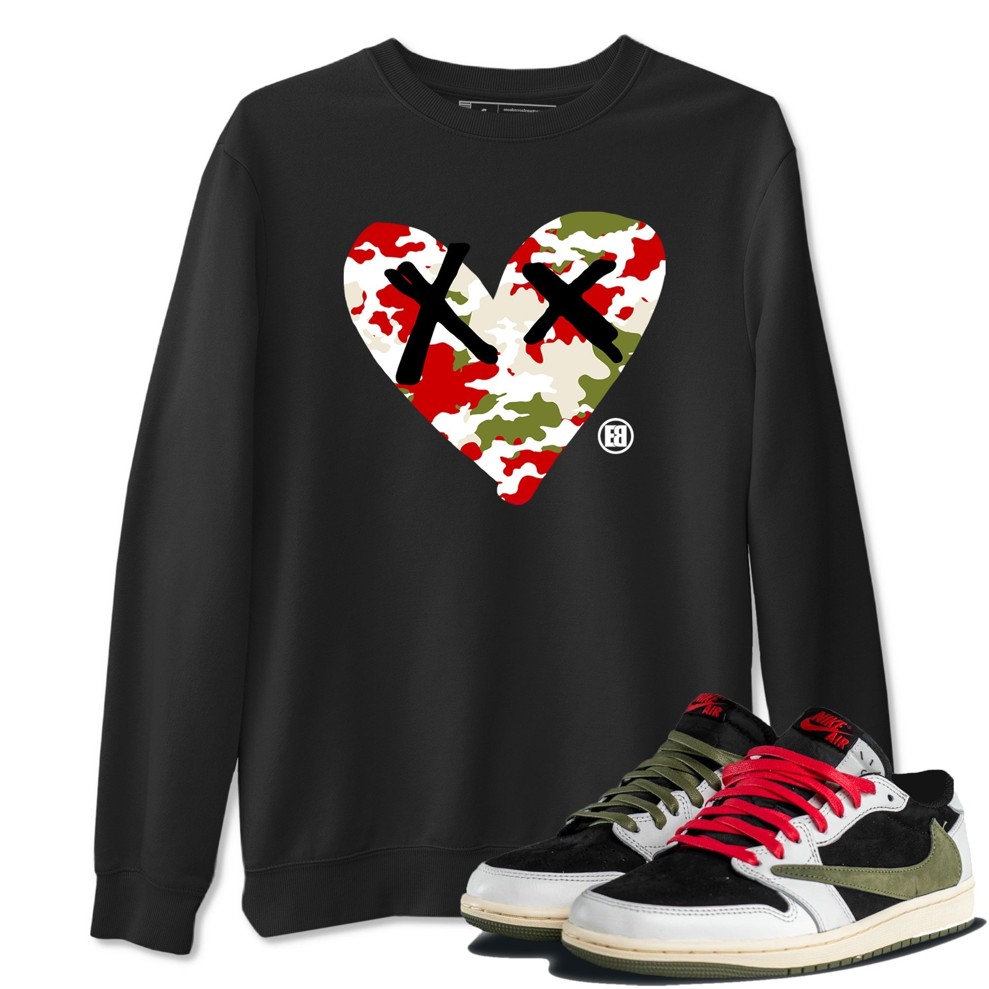 Camo Heart snkmatch Tees - Air Jordan 1 Travis Scott Olive