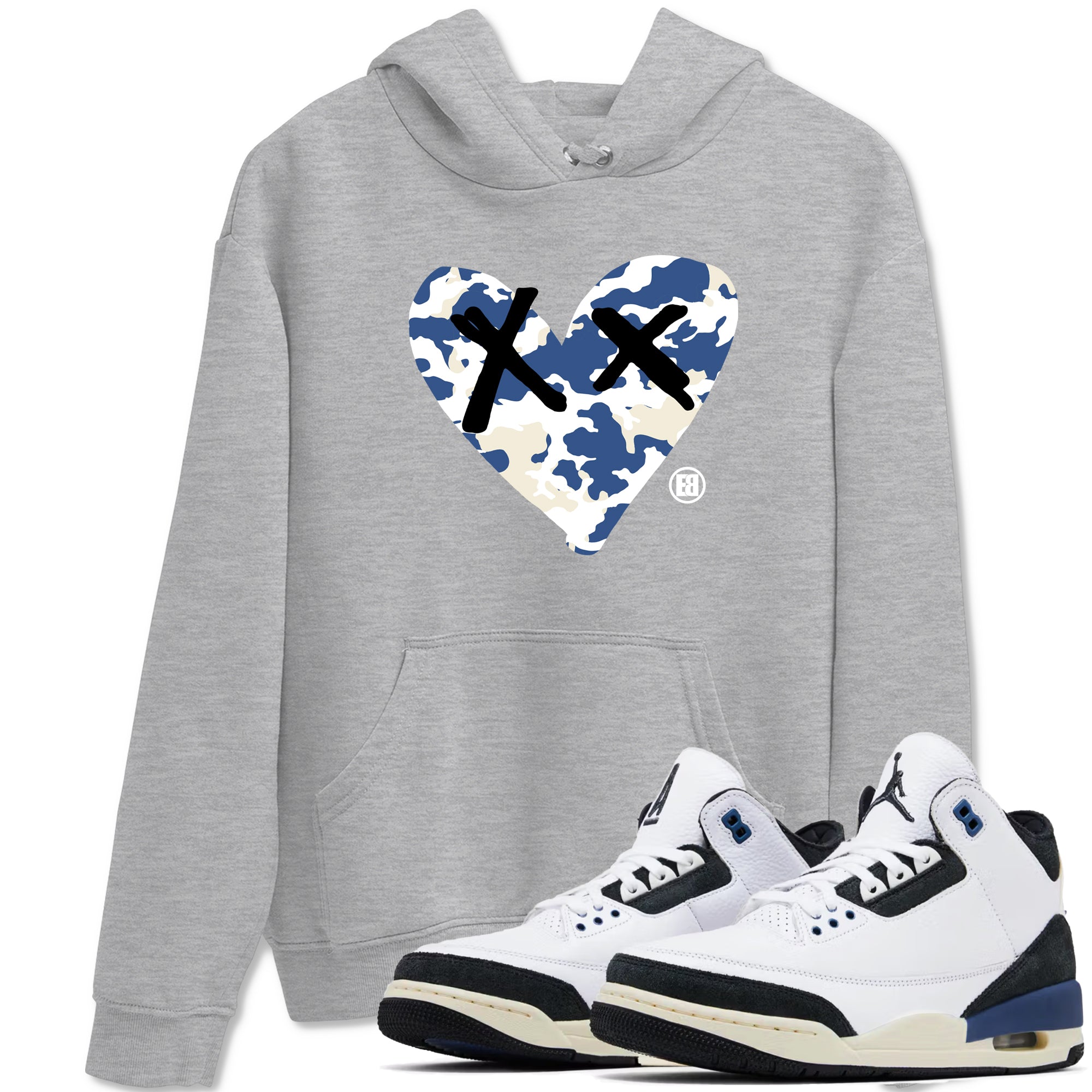 Camo Heart snkmatch Tees - Air Jordan 3 A Ma Maniere x Diffused Blue