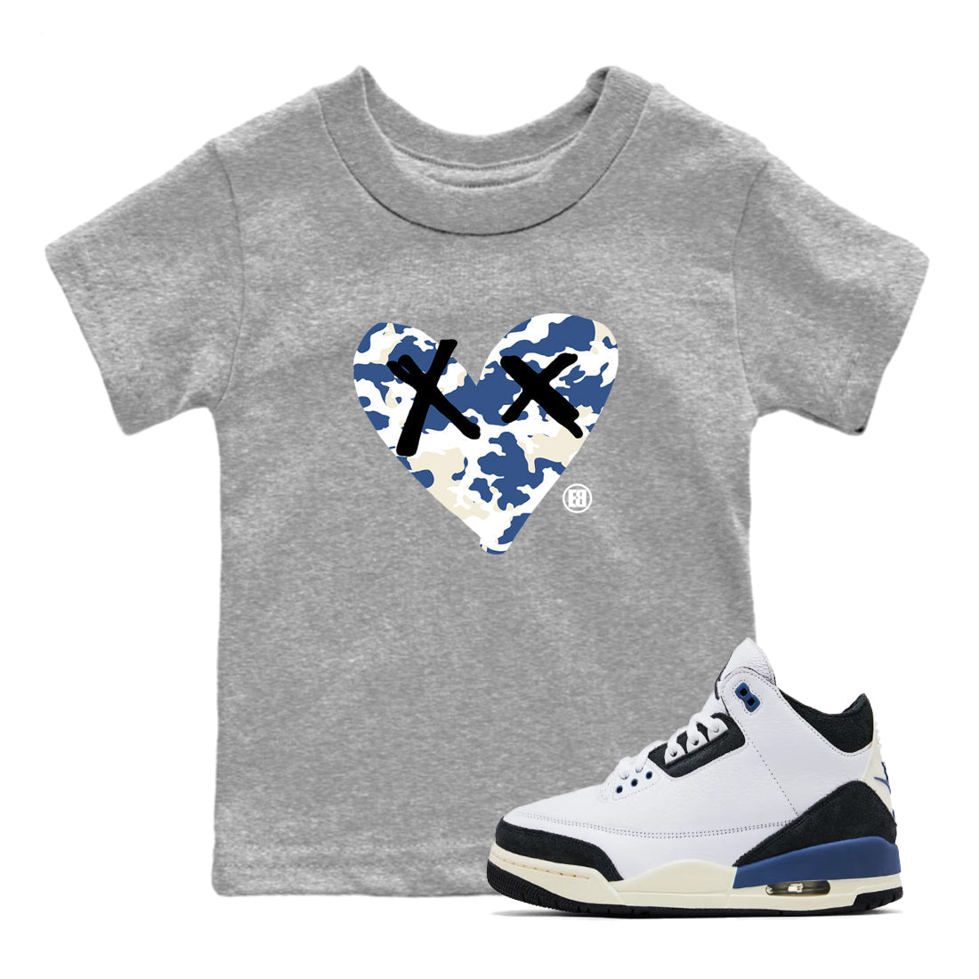 Camo Heart snkmatch Tees Kids - Air Jordan 3 A Ma Maniere x Diffused Blue