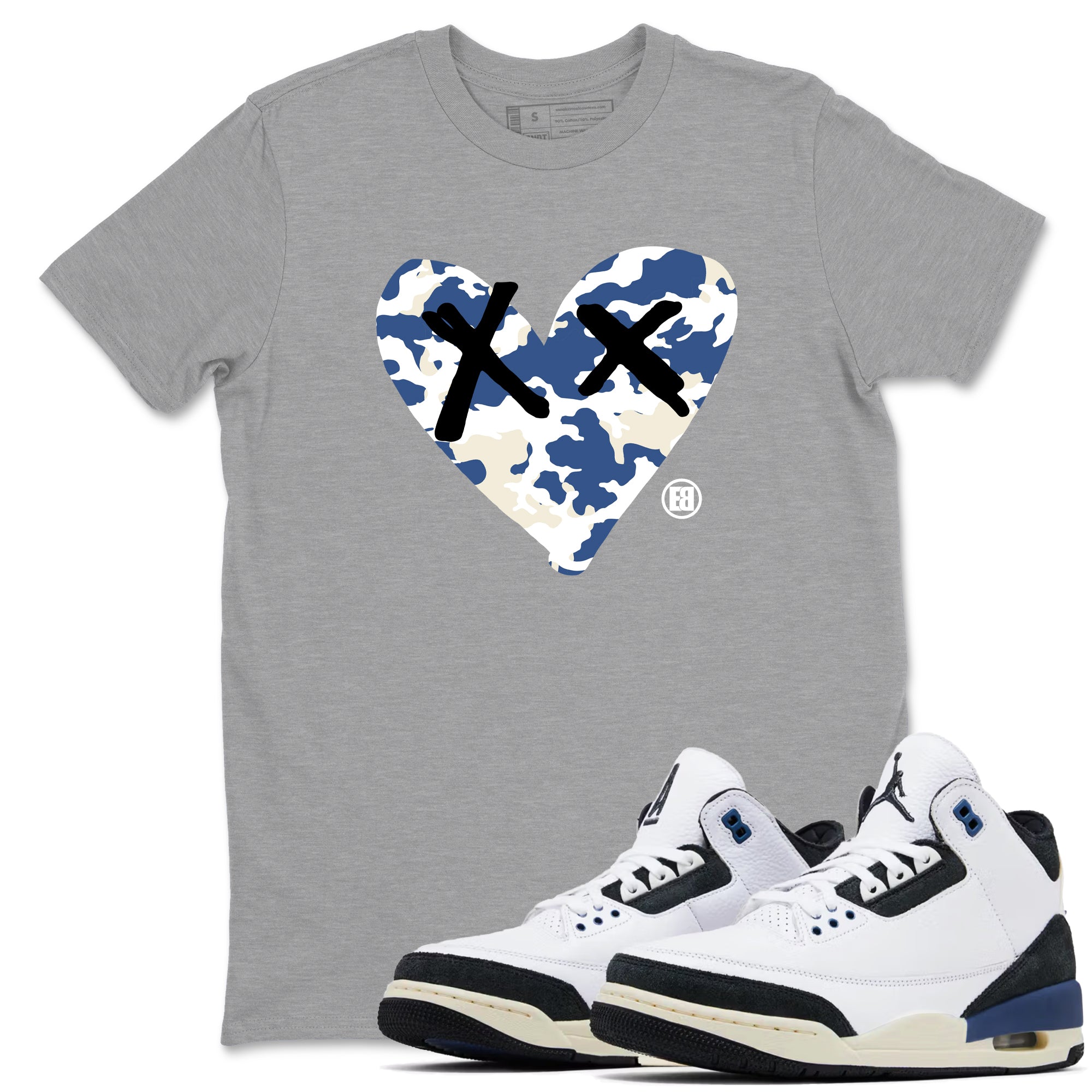 Camo Heart snkmatch Tees - Air Jordan 3 A Ma Maniere x Diffused Blue