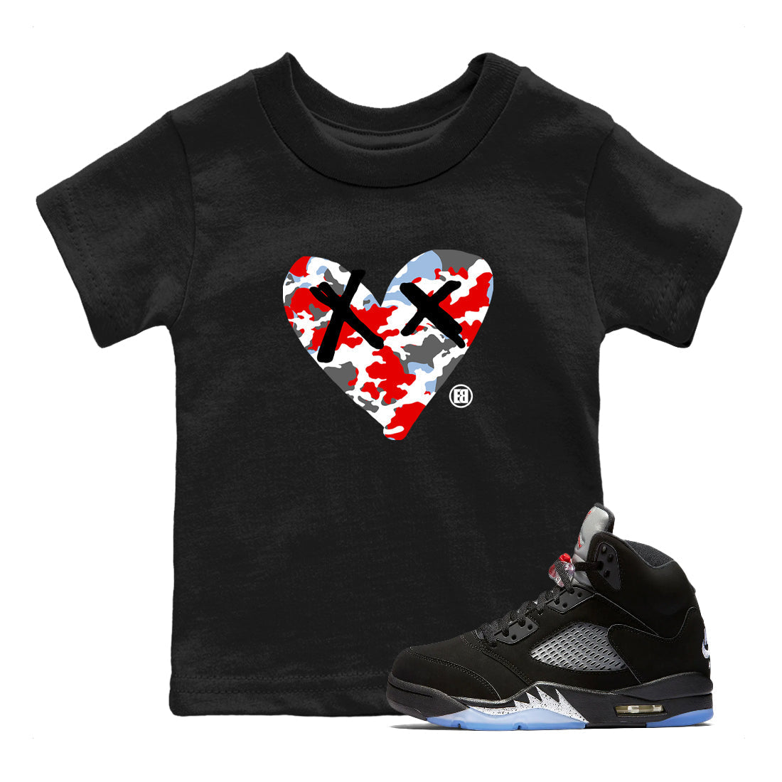 Camo Heart snkmatch Tees Kids - Air Jordan 5 Reimagined