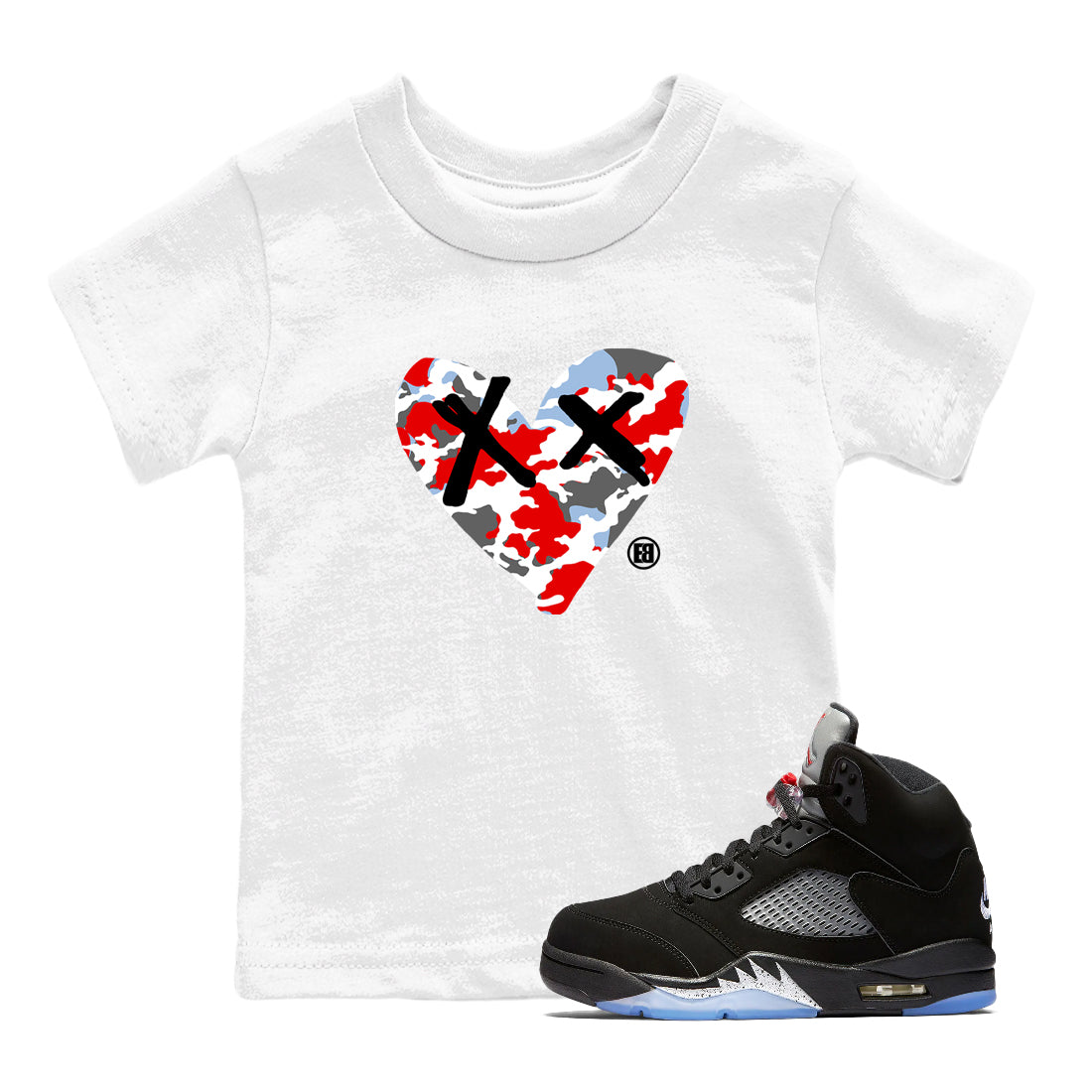 Camo Heart snkmatch Tees Kids - Air Jordan 5 Reimagined
