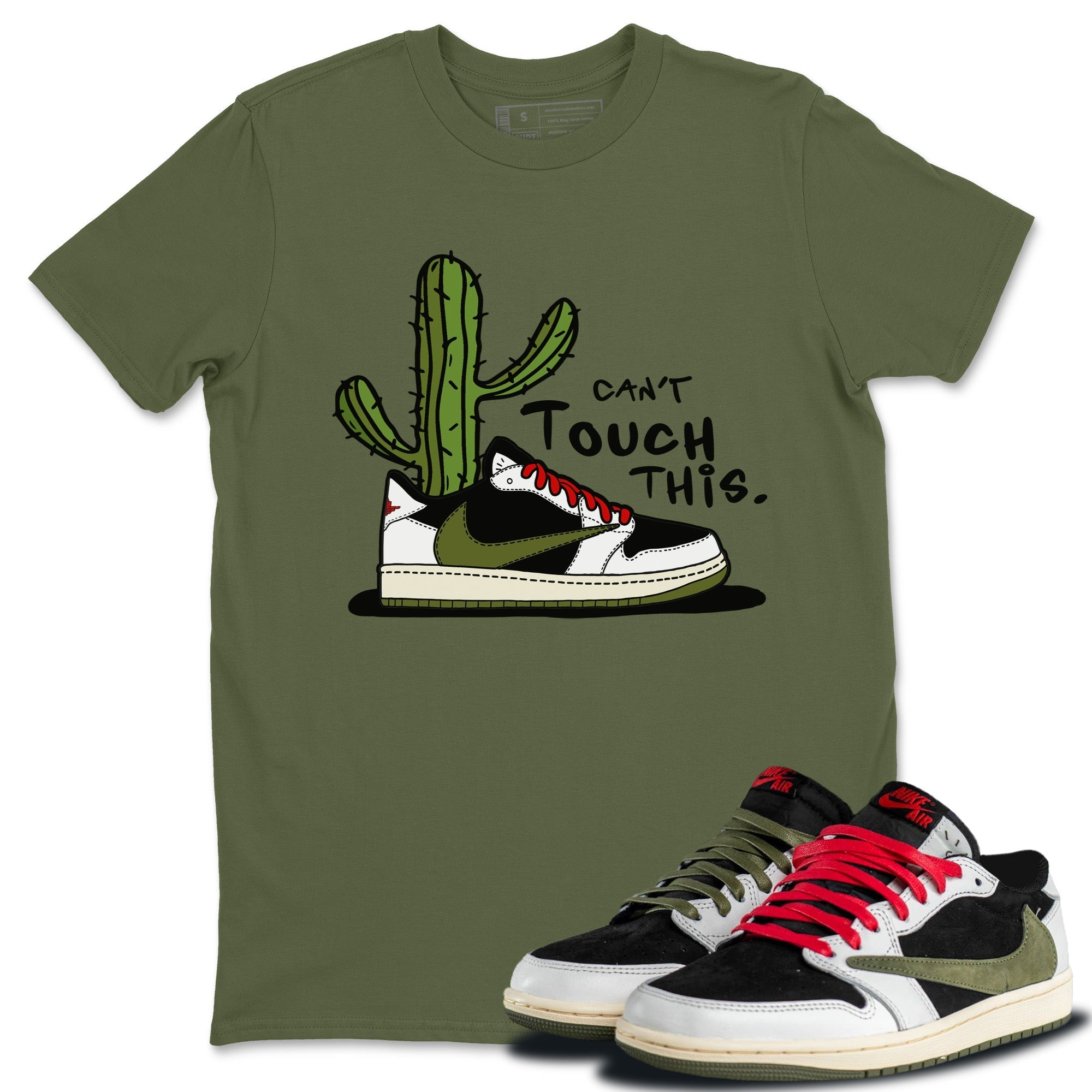 Can't Touch This Unisex Tops - Air Jordan 1 Travis Scott Olive