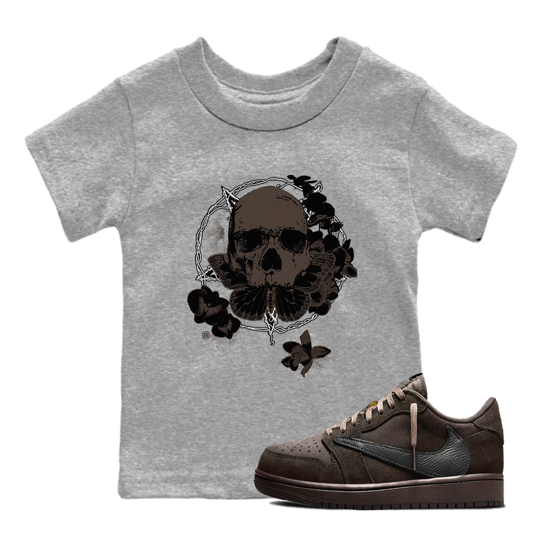 Carpe Diem Skull snkmatch Tees Kids - Air Jordan 1 Travis Scott Velvet Brown