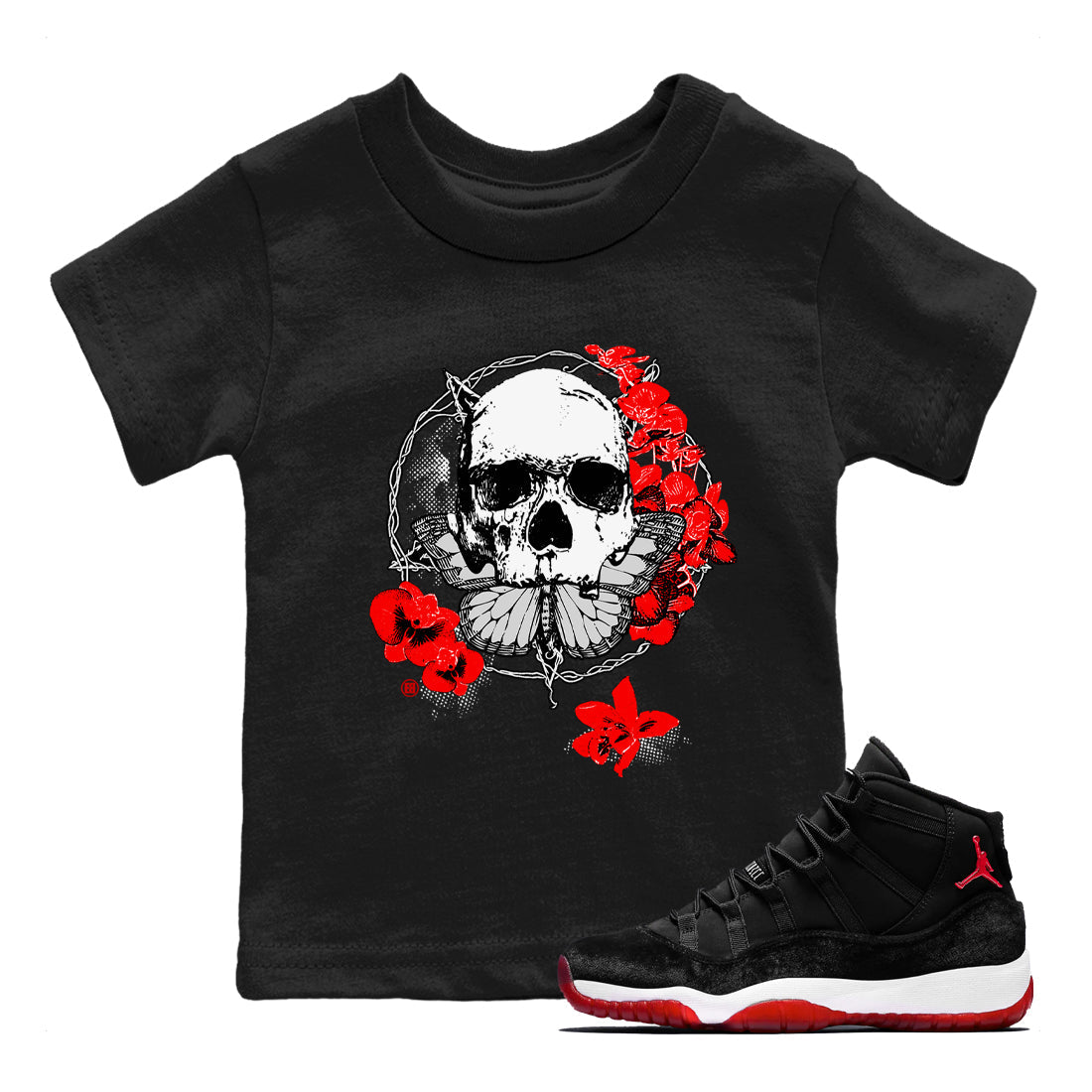 Carpe Diem Skull snkmatch Tees Kids - Air Jordan 11 Bred Velvet