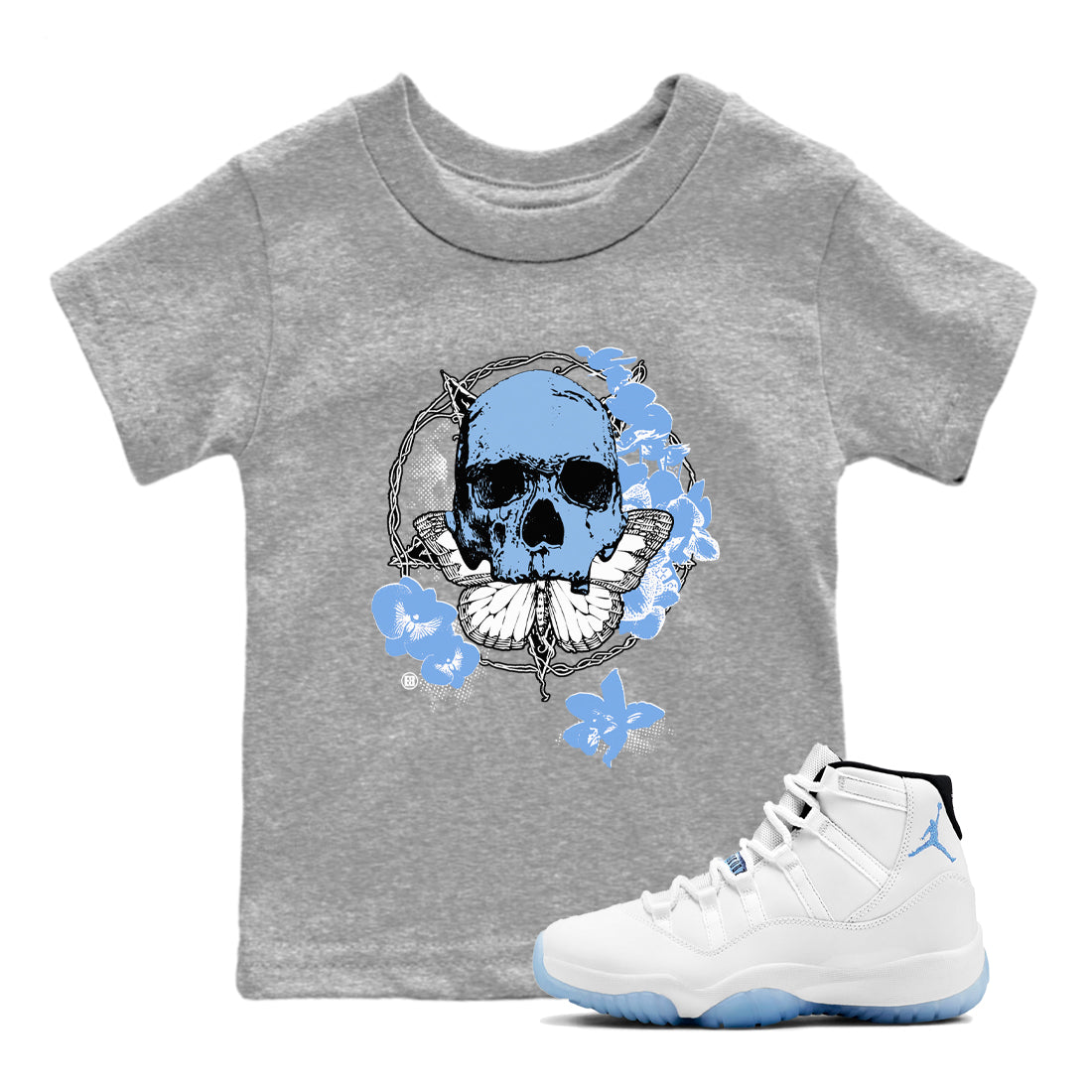 Carpe Diem Skull snkmatch Tees Kids - Air Jordan 11 Legend Blue