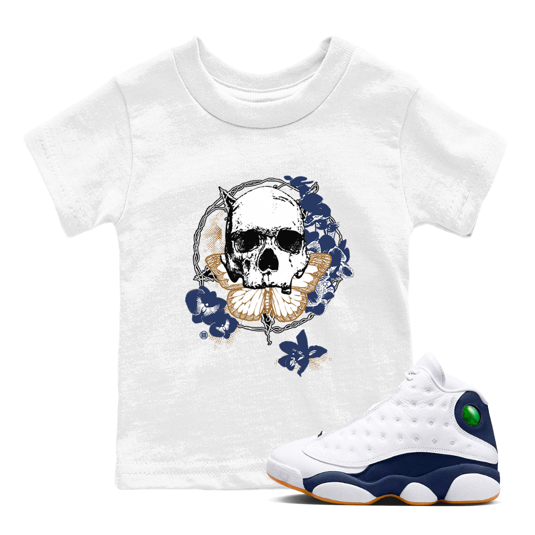 Carpe Diem Skull snkmatch Tees Kids - Air Jordan 13 Midnight Navy