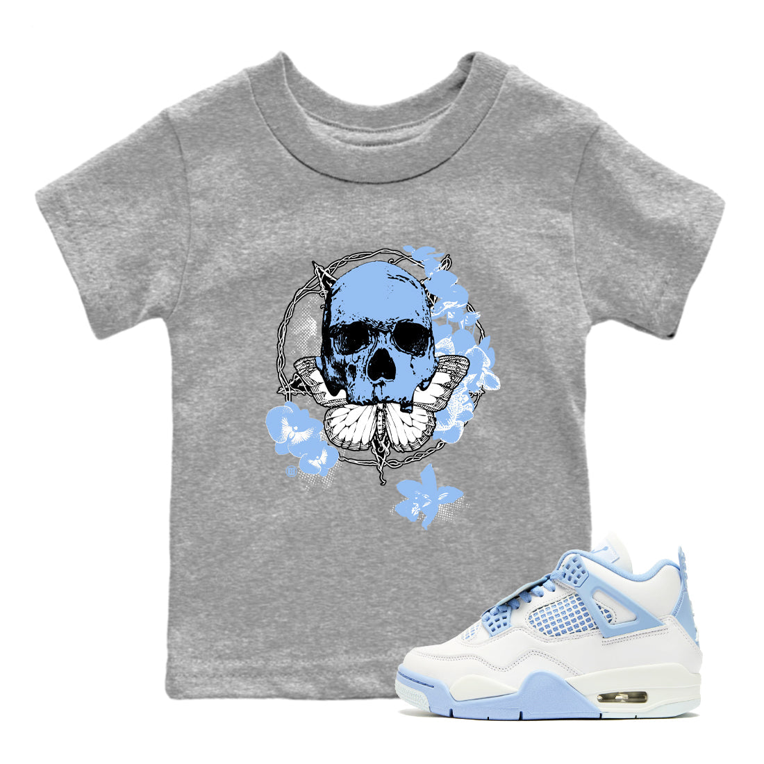 Carpe Diem Skull snkmatch Tees Kids - Air Jordan 4 Forget Me Not