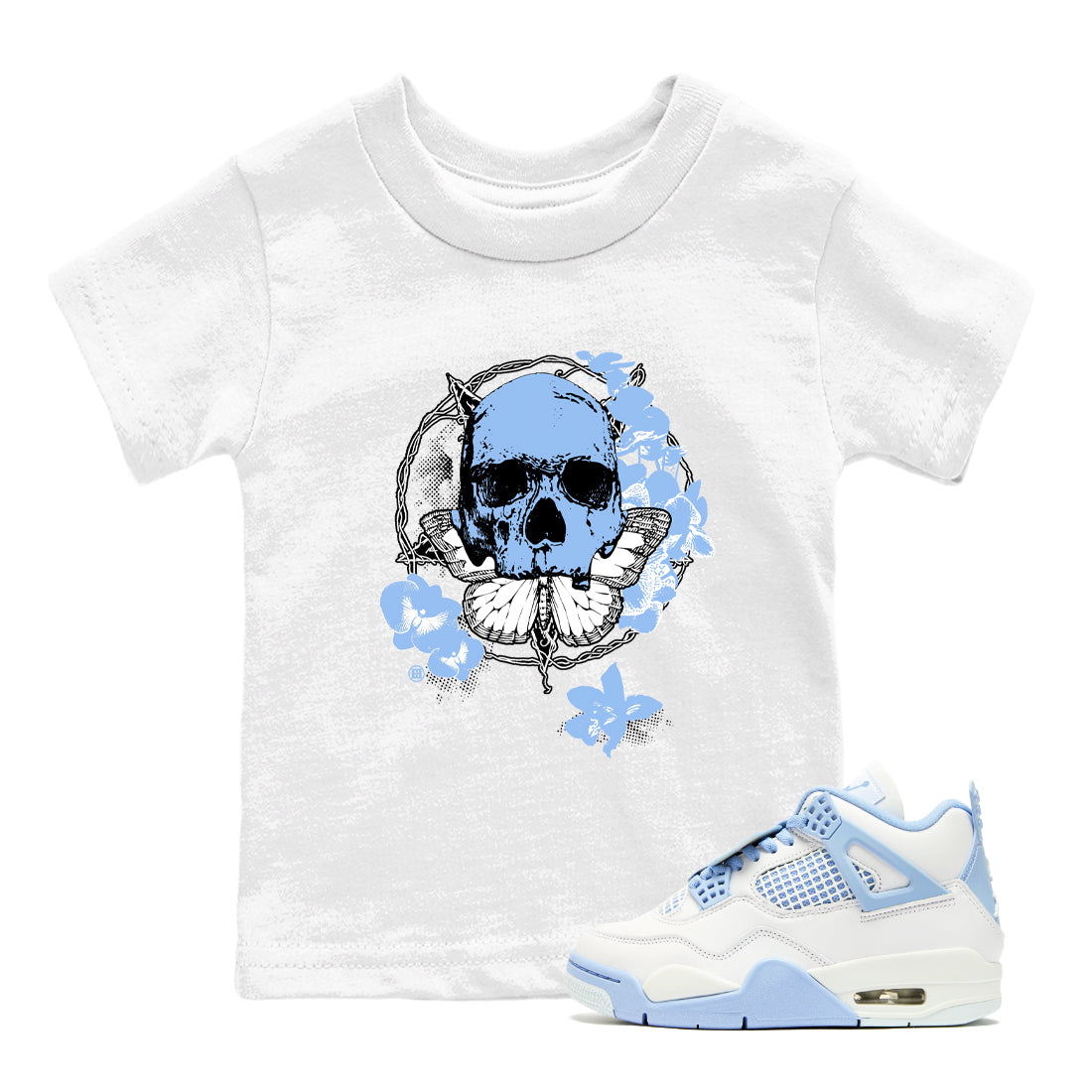 Carpe Diem Skull snkmatch Tees Kids - Air Jordan 4 Forget Me Not