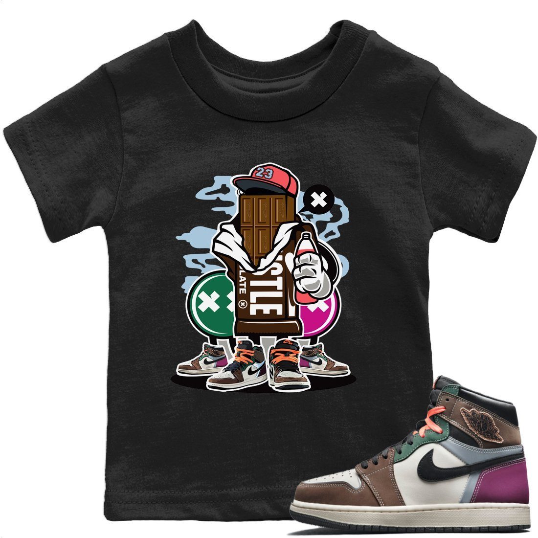 Chocolate Squad Kids Tops - Air Jordan 1 Hand Crafted