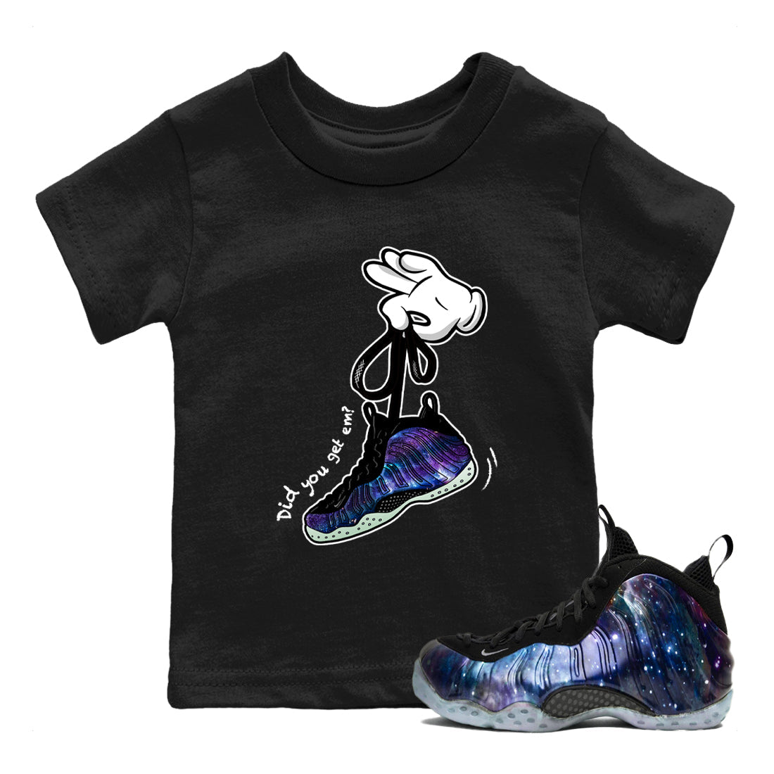 Cartoon Hands snkmatch Tees Kids - Air Foamposite One Galaxy