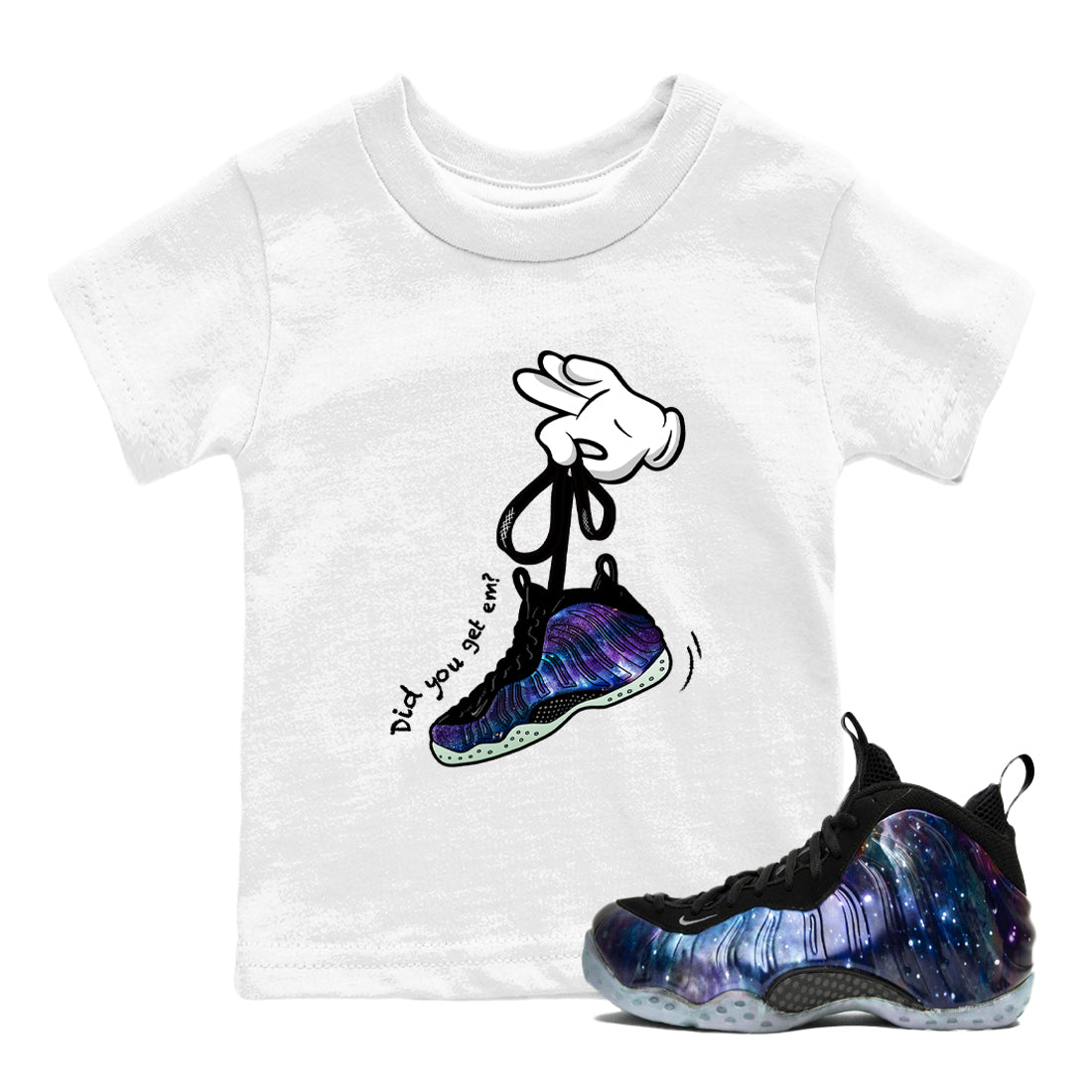 Cartoon Hands snkmatch Tees Kids - Air Foamposite One Galaxy