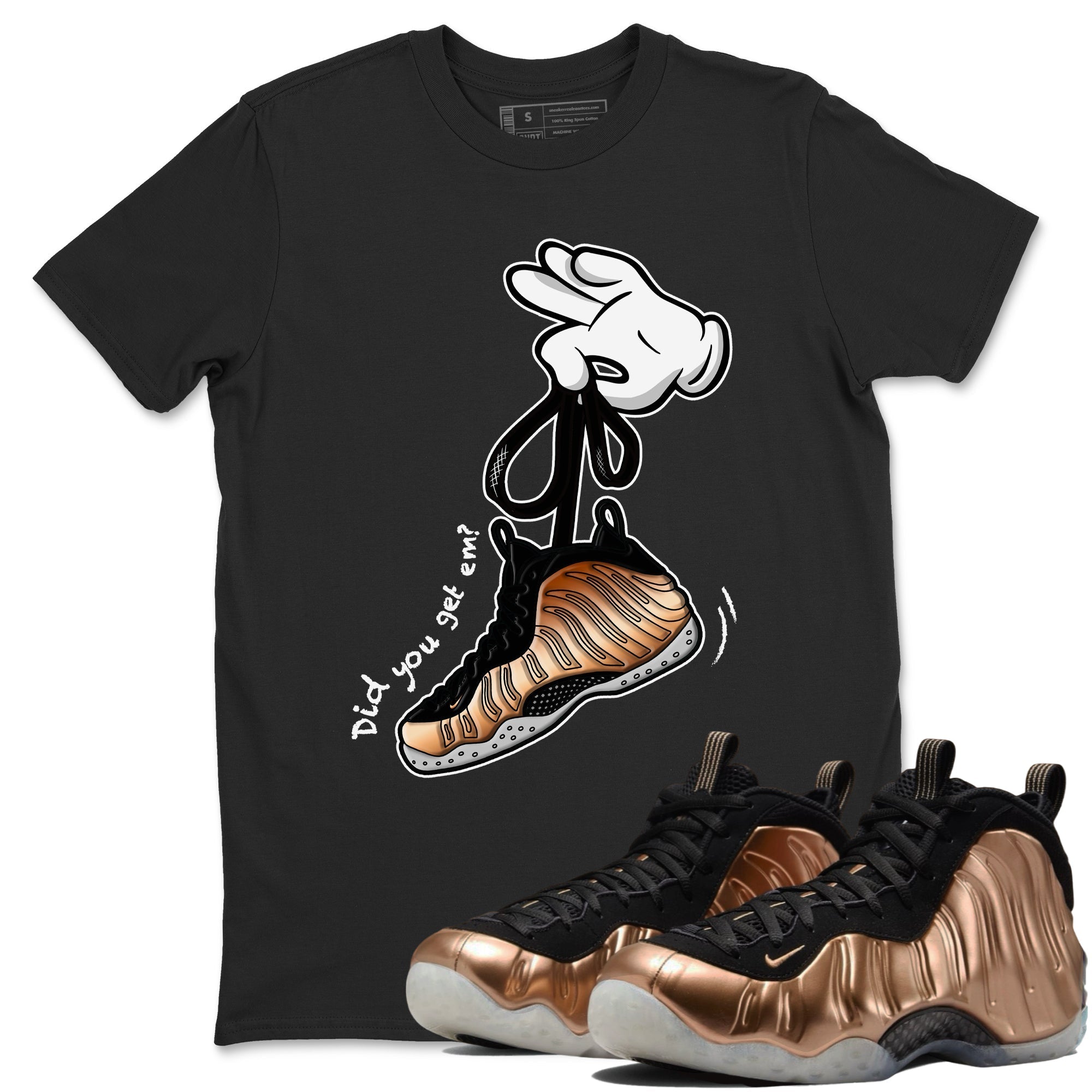 Cartoon Hands snkmatch Tees - Air Foamposite One Metallic Copper