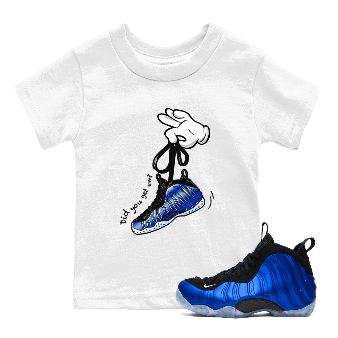 Cartoon Hands snkmatch Tees Kids - Air Foamposite One Royal