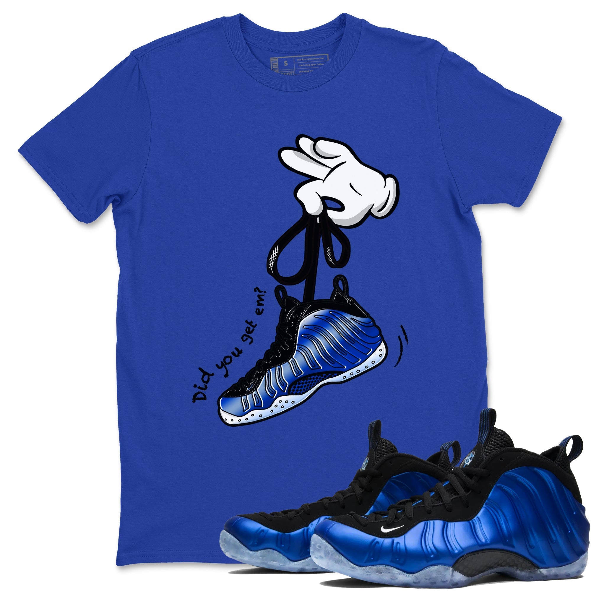 Cartoon Hands snkmatch Tees - Air Foamposite One Royal