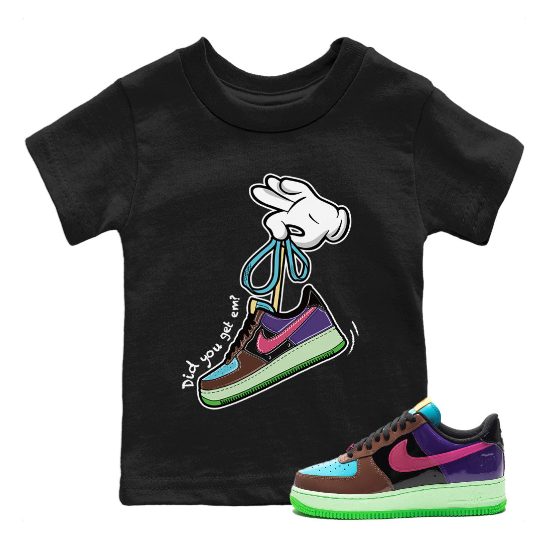 Cartoon Hands Kids Tops - Air Force 1 Undefeated Fauna Brown