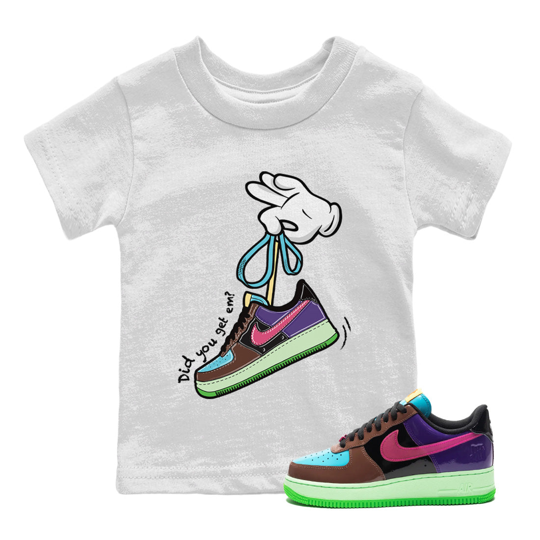Cartoon Hands Kids Tops - Air Force 1 Undefeated Fauna Brown