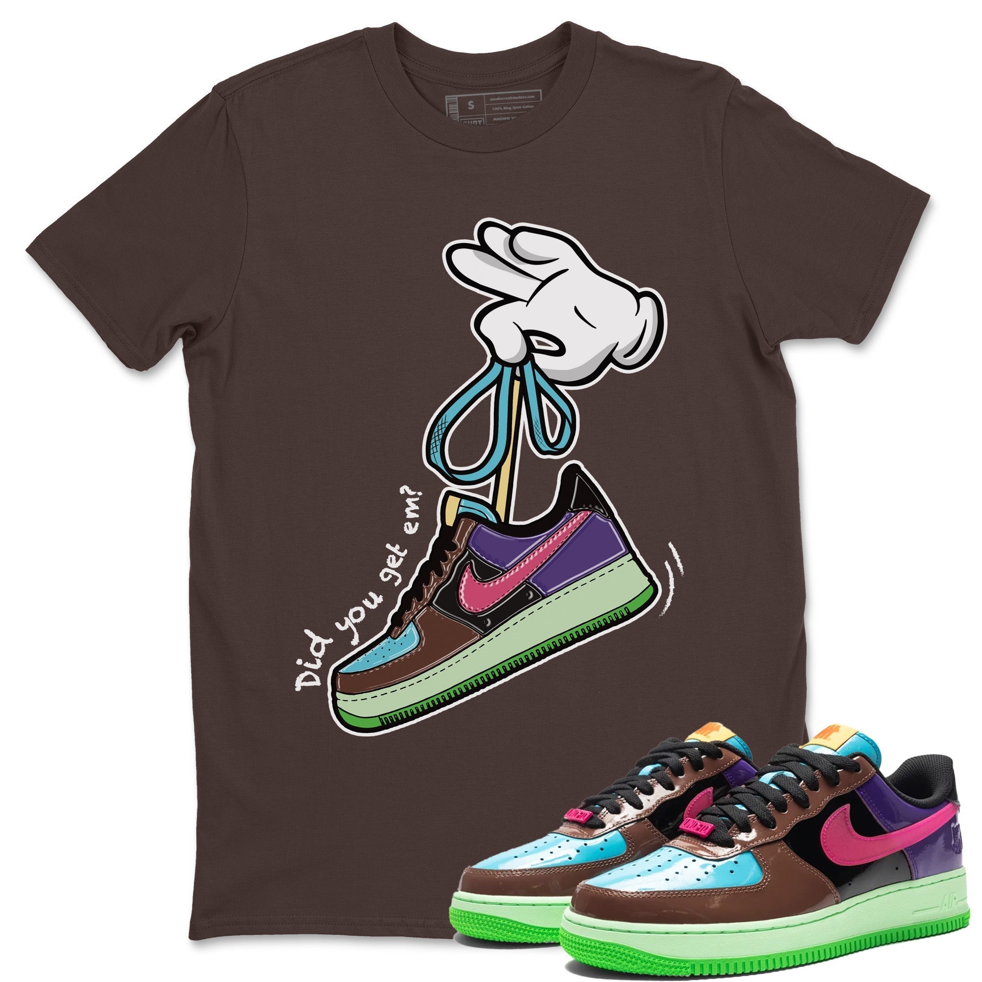 Cartoon Hands Unisex Tops - Air Force 1 Undefeated Fauna Brown
