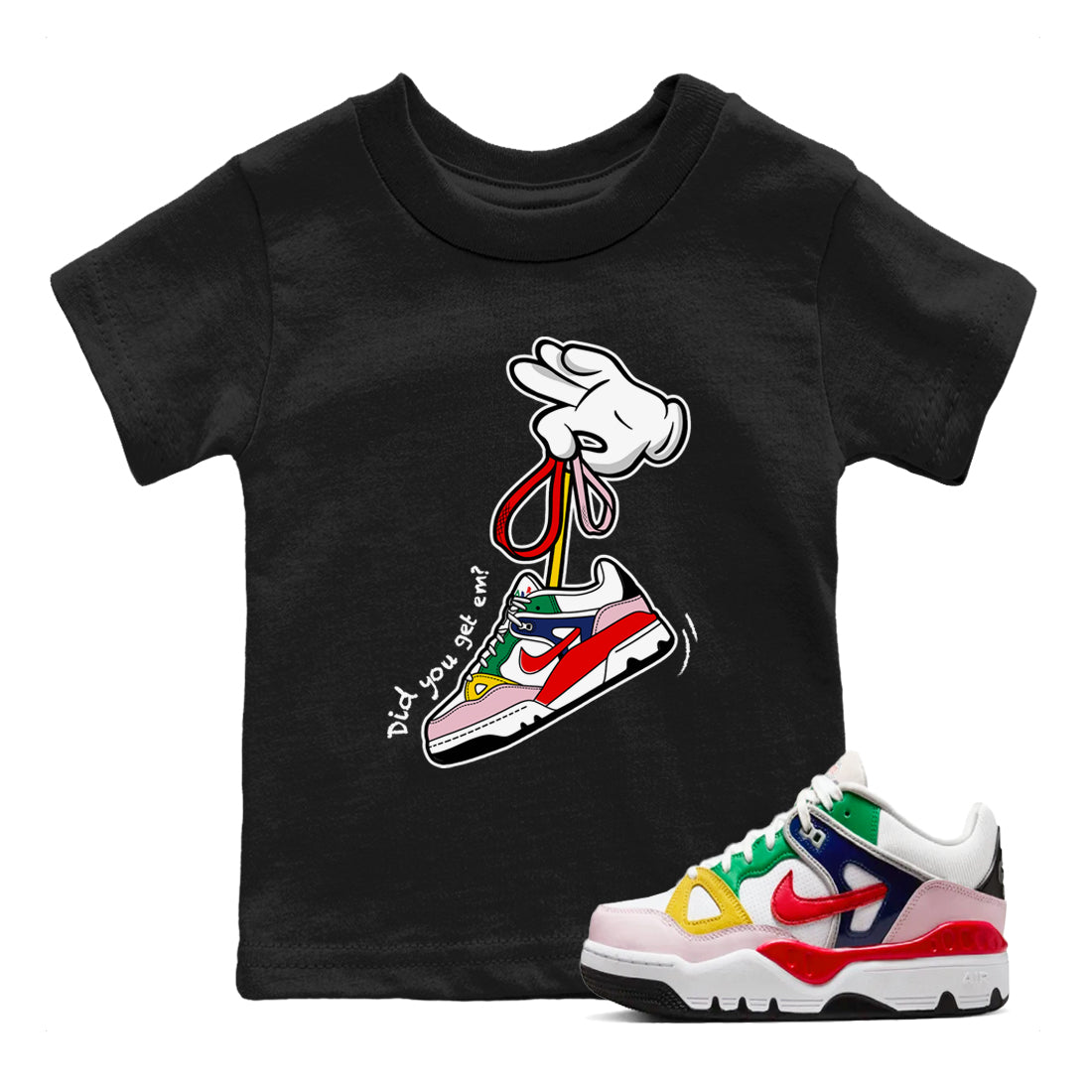 Cartoon Hands snkmatch Tees Kids - Air Force 3 Blue Void and Tour Yellow