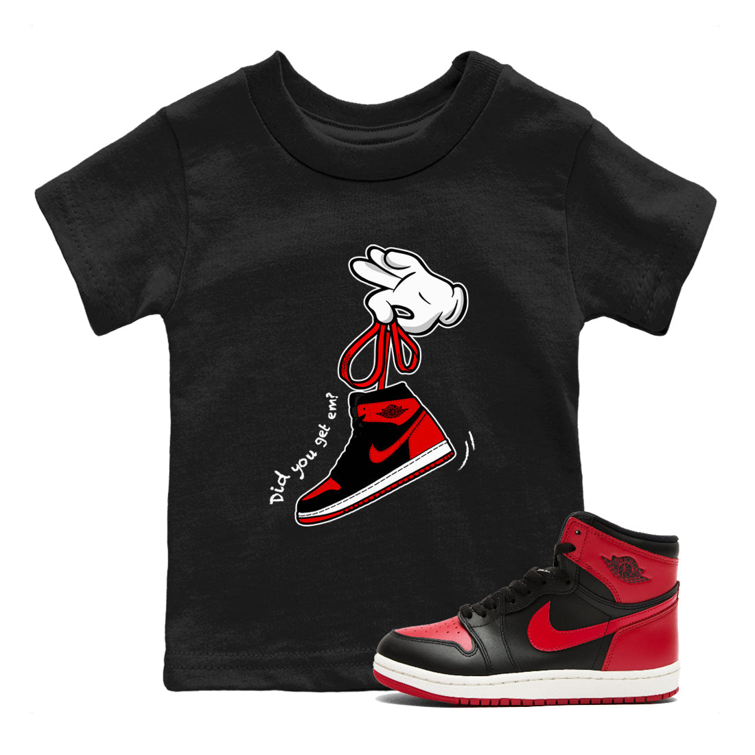 Cartoon Hands snkmatch Tees Kids - Air Jordan 1 '85 Bred