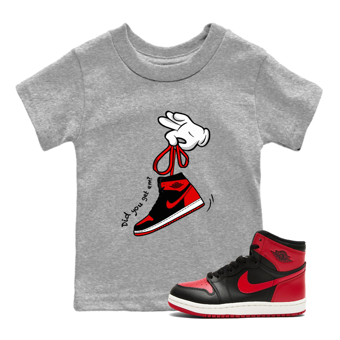 Cartoon Hands snkmatch Tees Kids - Air Jordan 1 '85 Bred