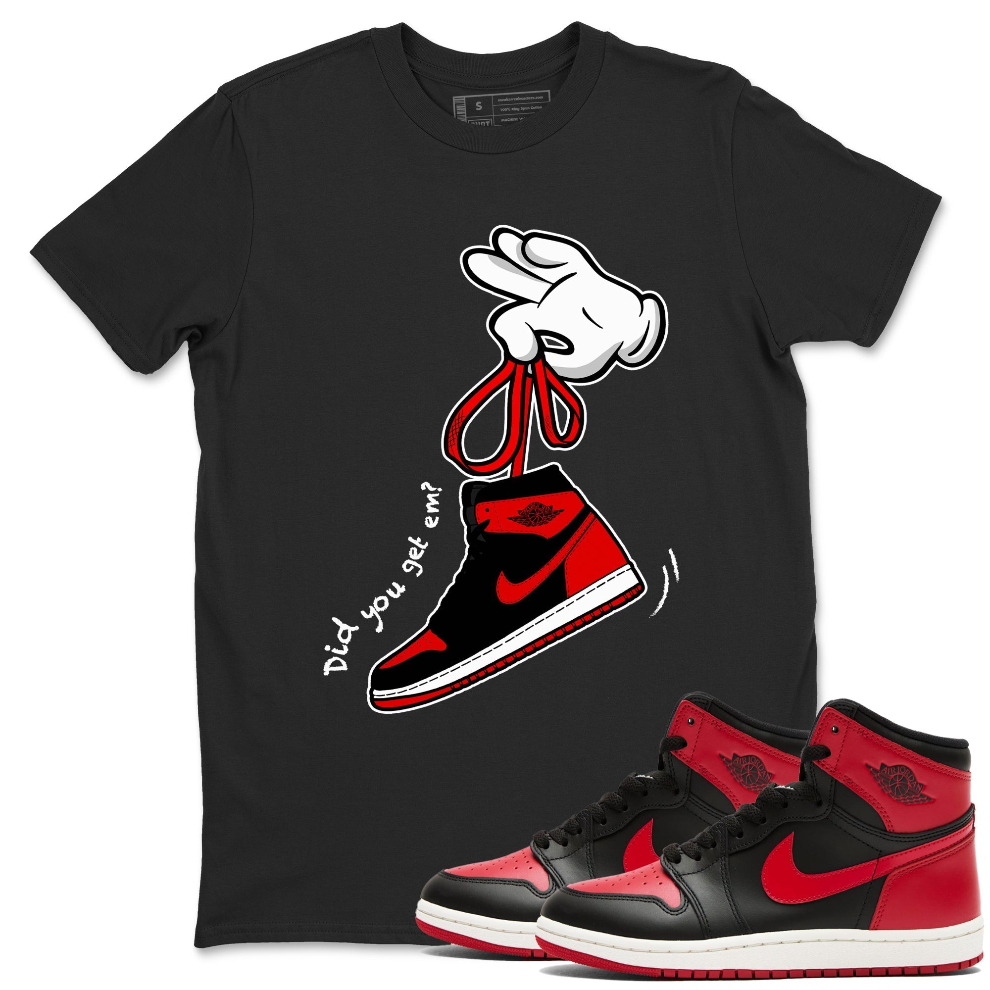 Cartoon Hands snkmatch Tees - Air Jordan 1 '85 Bred