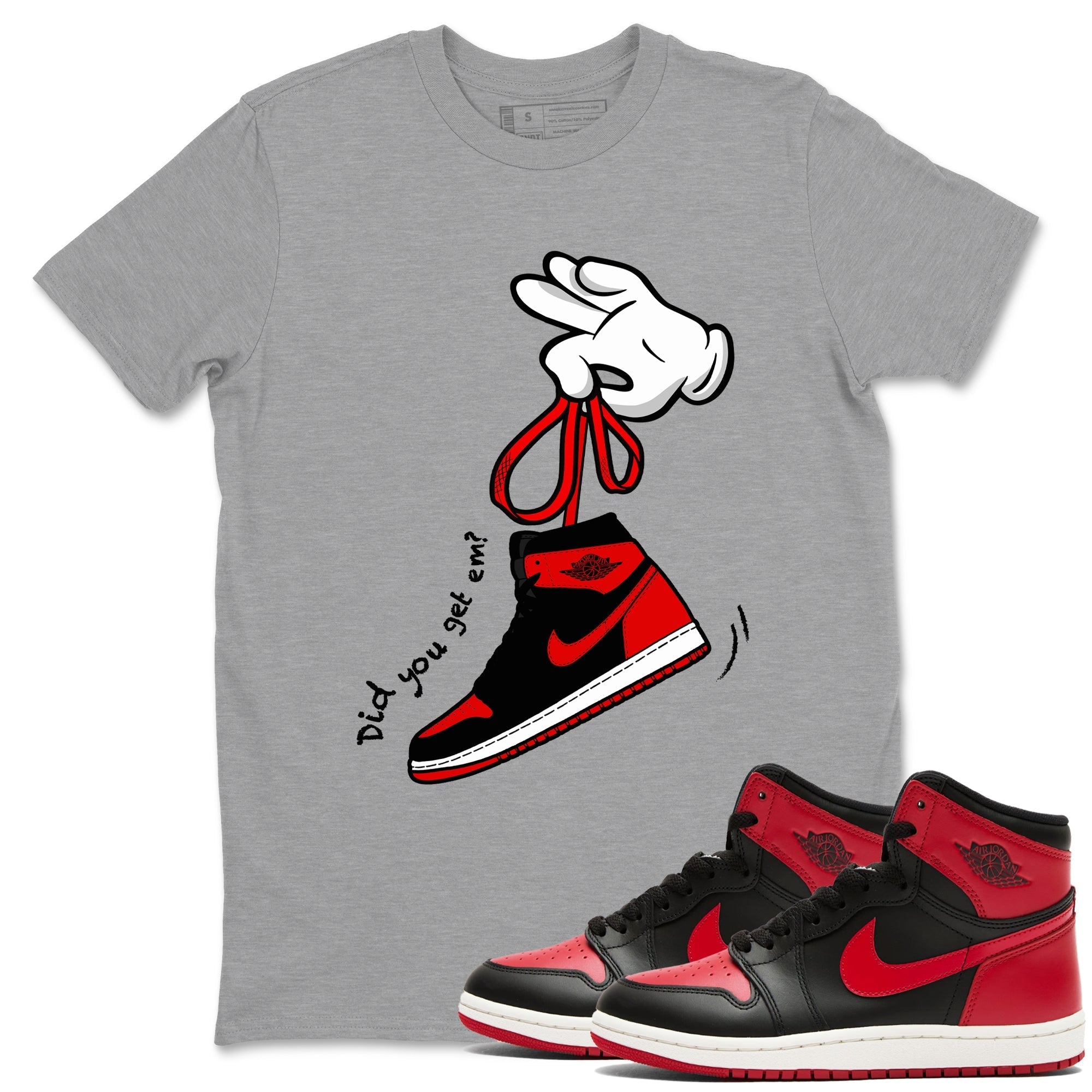 Cartoon Hands snkmatch Tees - Air Jordan 1 '85 Bred