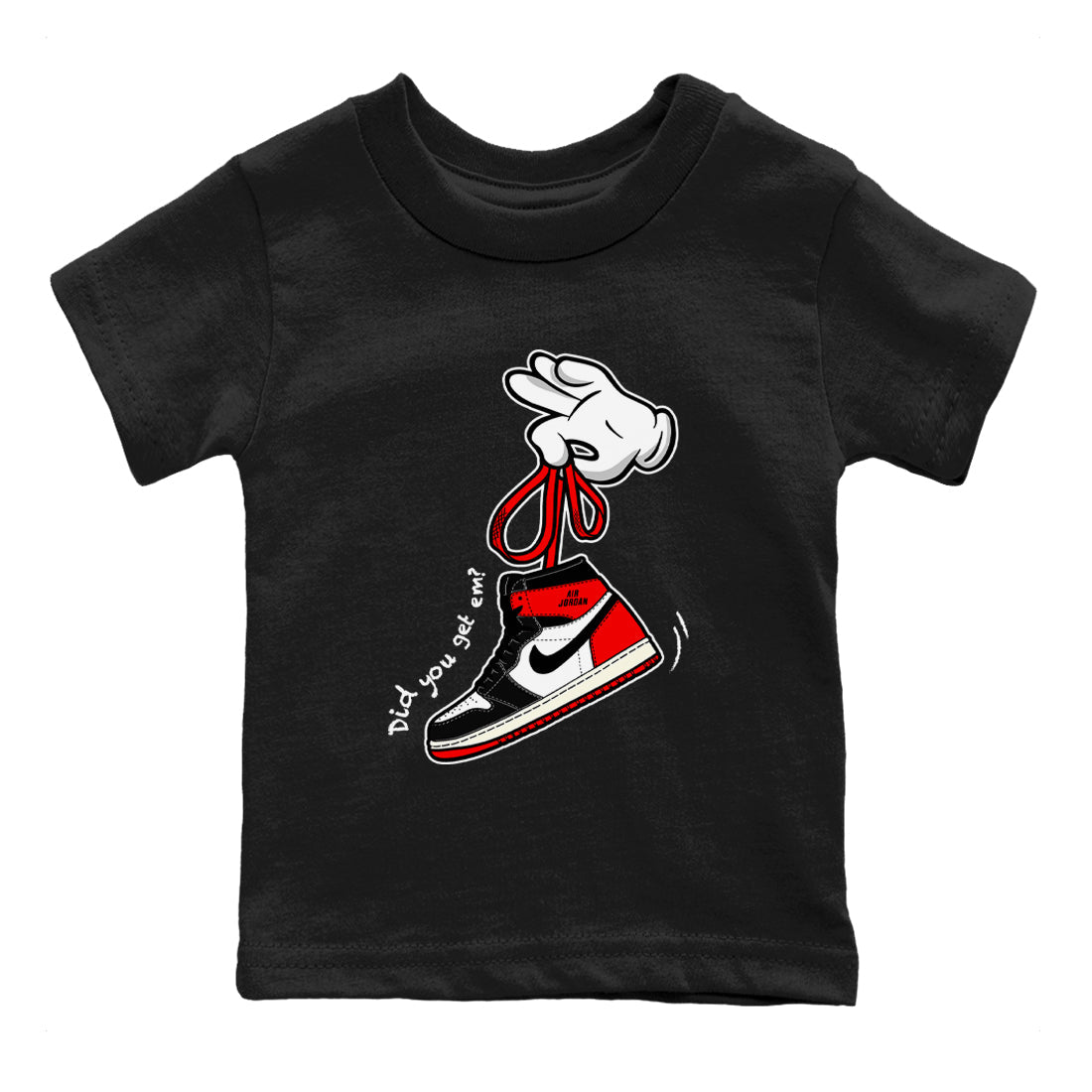 Cartoon Hands snkmatch Tees Kids - Air Jordan 1 Black Toe Reimagined