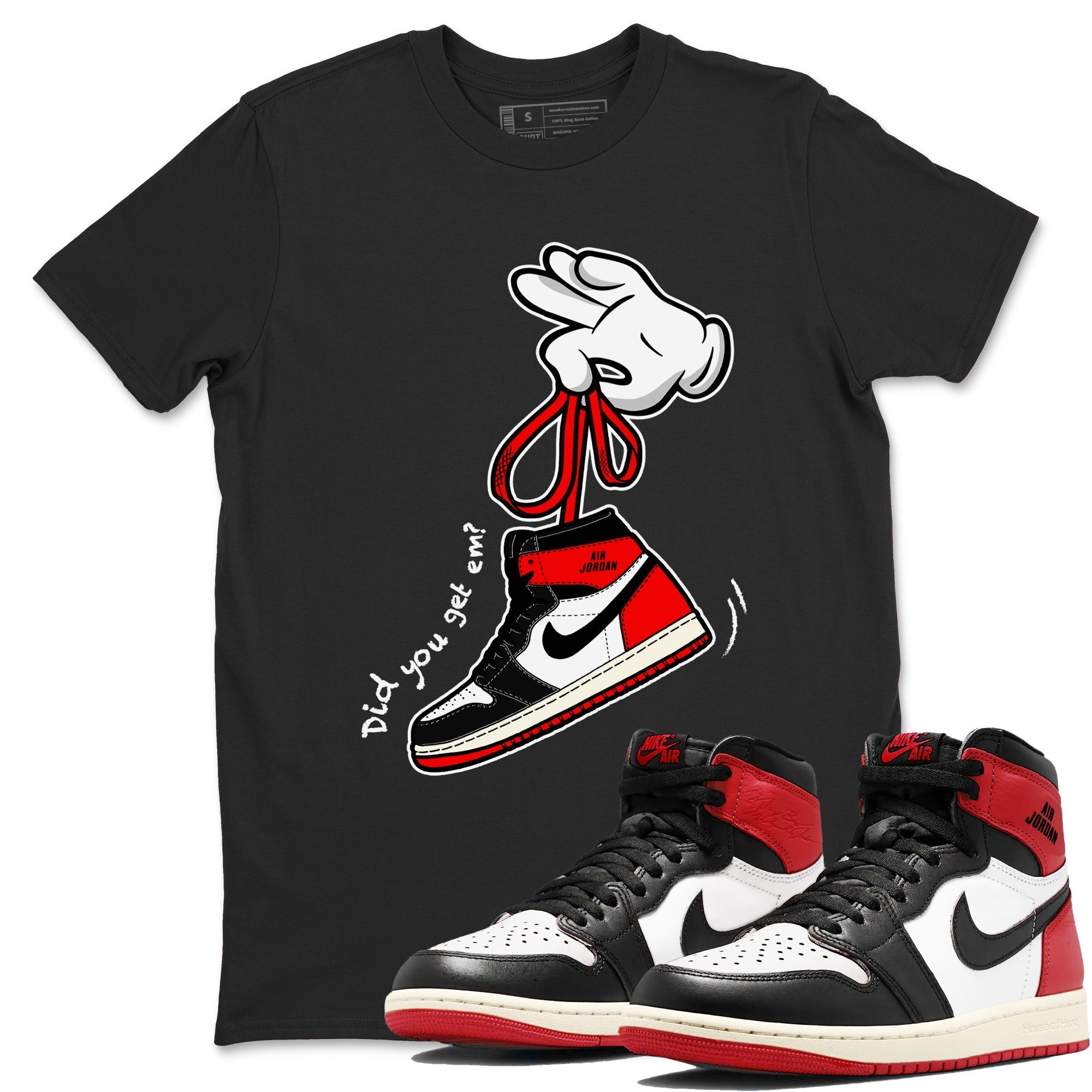 Cartoon Hands snkmatch Tees - Air Jordan 1 Black Toe Reimagined