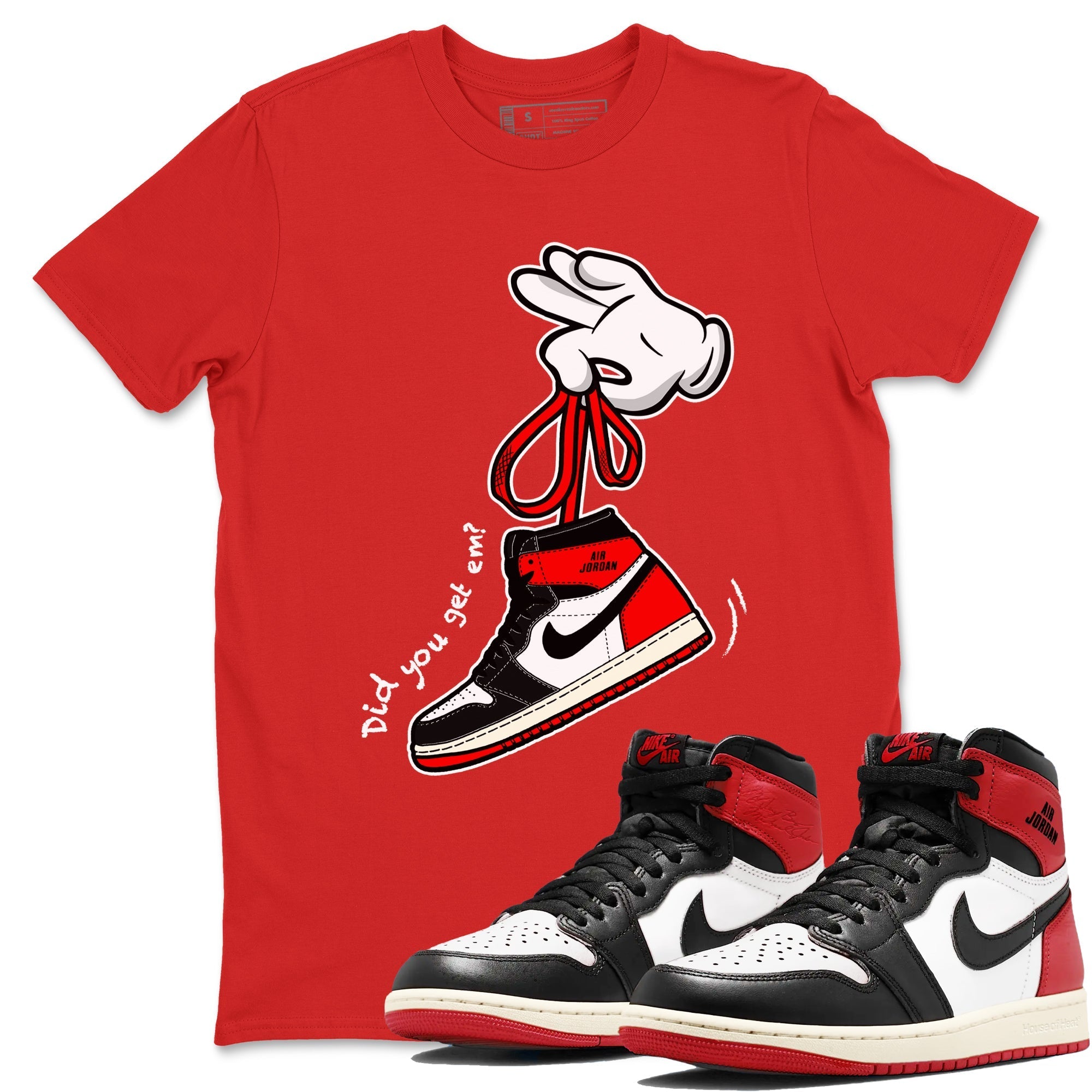 Cartoon Hands snkmatch Tees - Air Jordan 1 Black Toe Reimagined