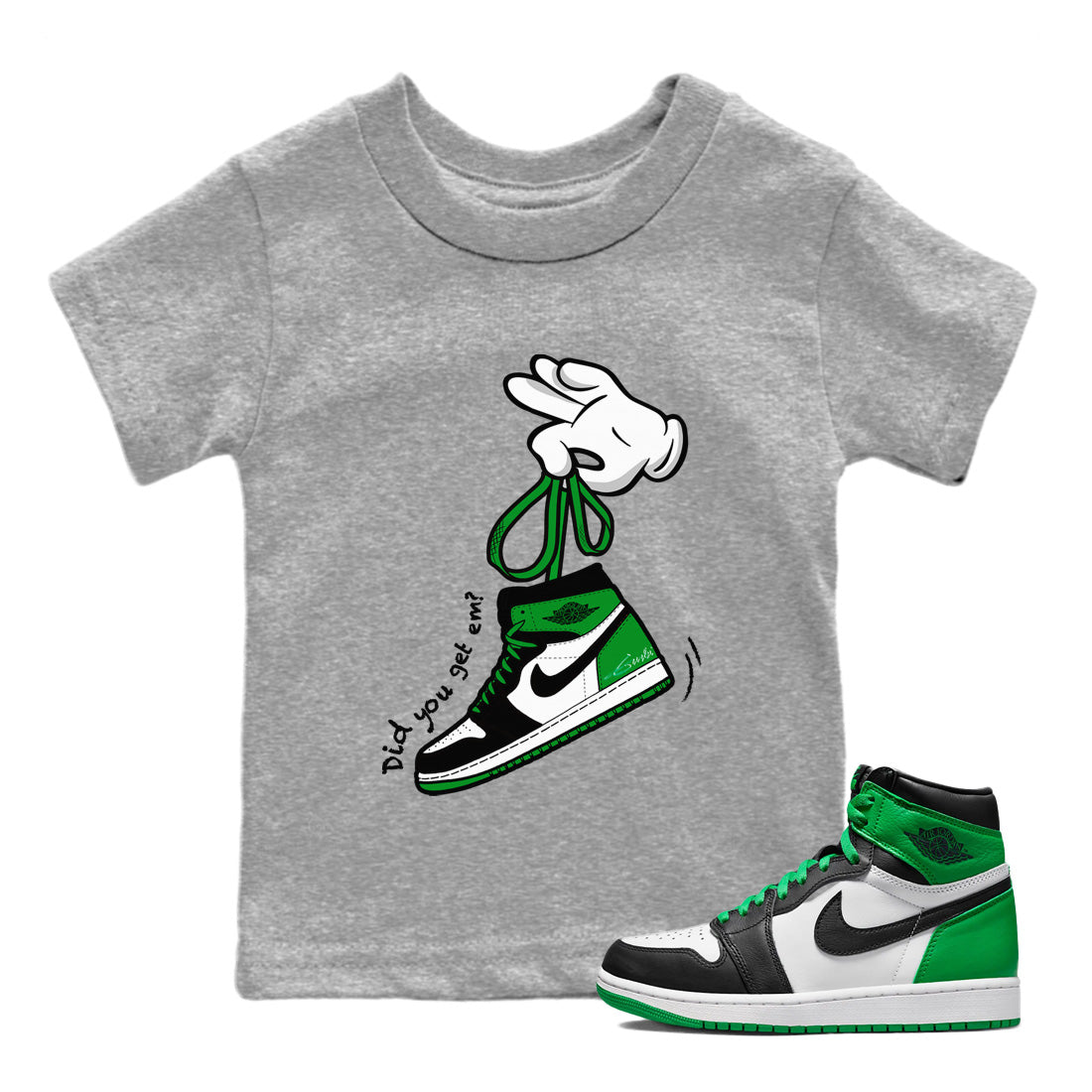Cartoon Hands Kids Tops - Air Jordan 1 Celtics