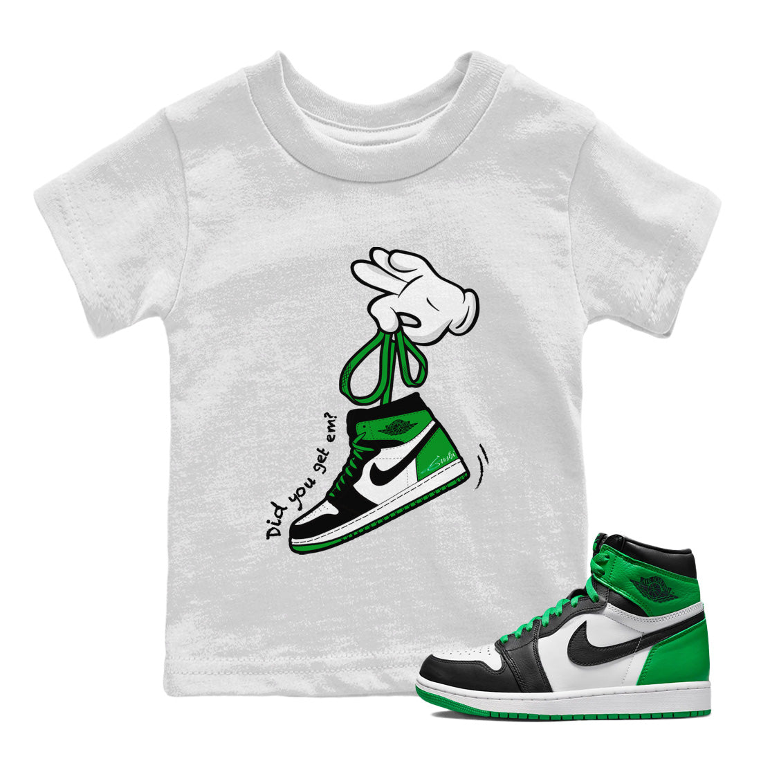 Cartoon Hands Kids Tops - Air Jordan 1 Celtics