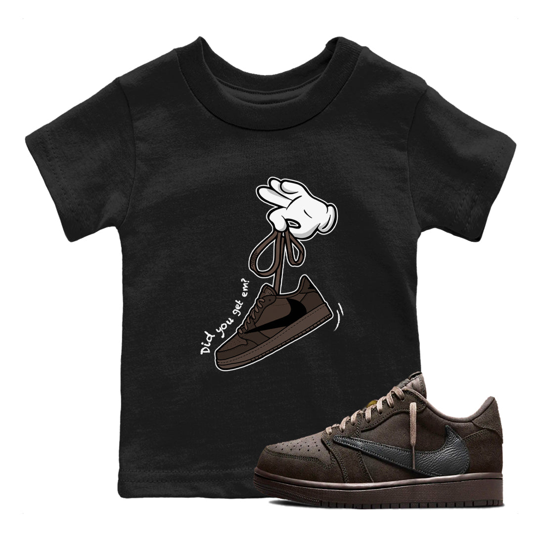 Cartoon Hands snkmatch Tees Kids - Air Jordan 1 Travis Scott Velvet Brown