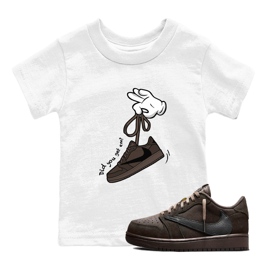 Cartoon Hands snkmatch Tees Kids - Air Jordan 1 Travis Scott Velvet Brown
