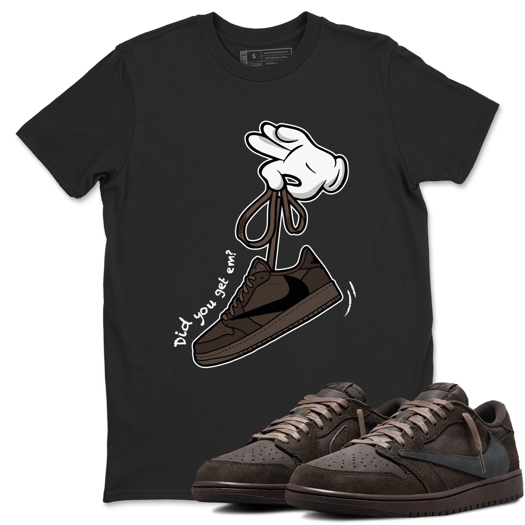 Cartoon Hands snkmatch Tees - Air Jordan 1 Travis Scott Velvet Brown