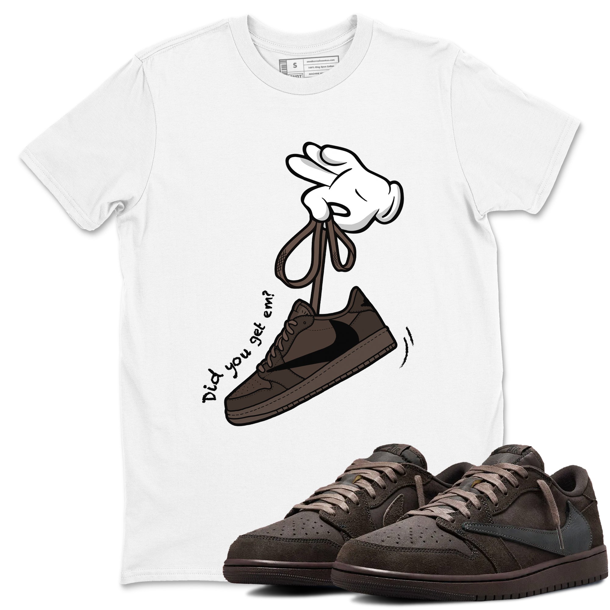 Cartoon Hands snkmatch Tees - Air Jordan 1 Travis Scott Velvet Brown