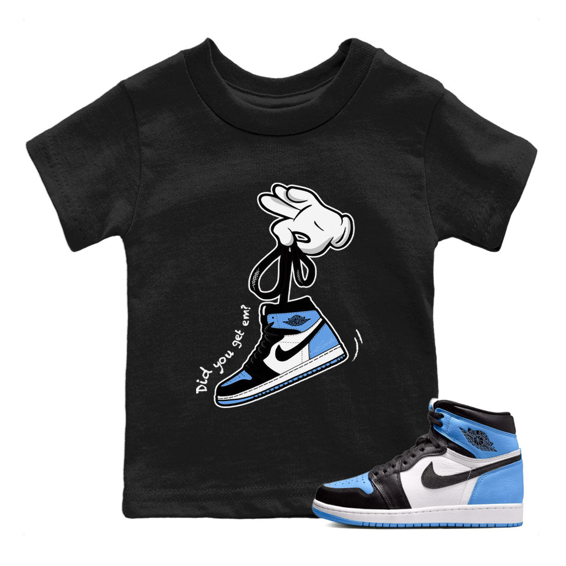 Cartoon Hands snkmatch Tee Kids - Air Jordan 1 UNC Toe