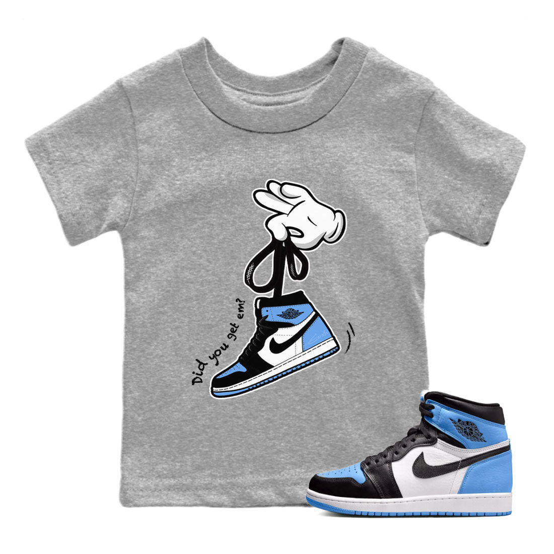 Cartoon Hands snkmatch Tee Kids - Air Jordan 1 UNC Toe