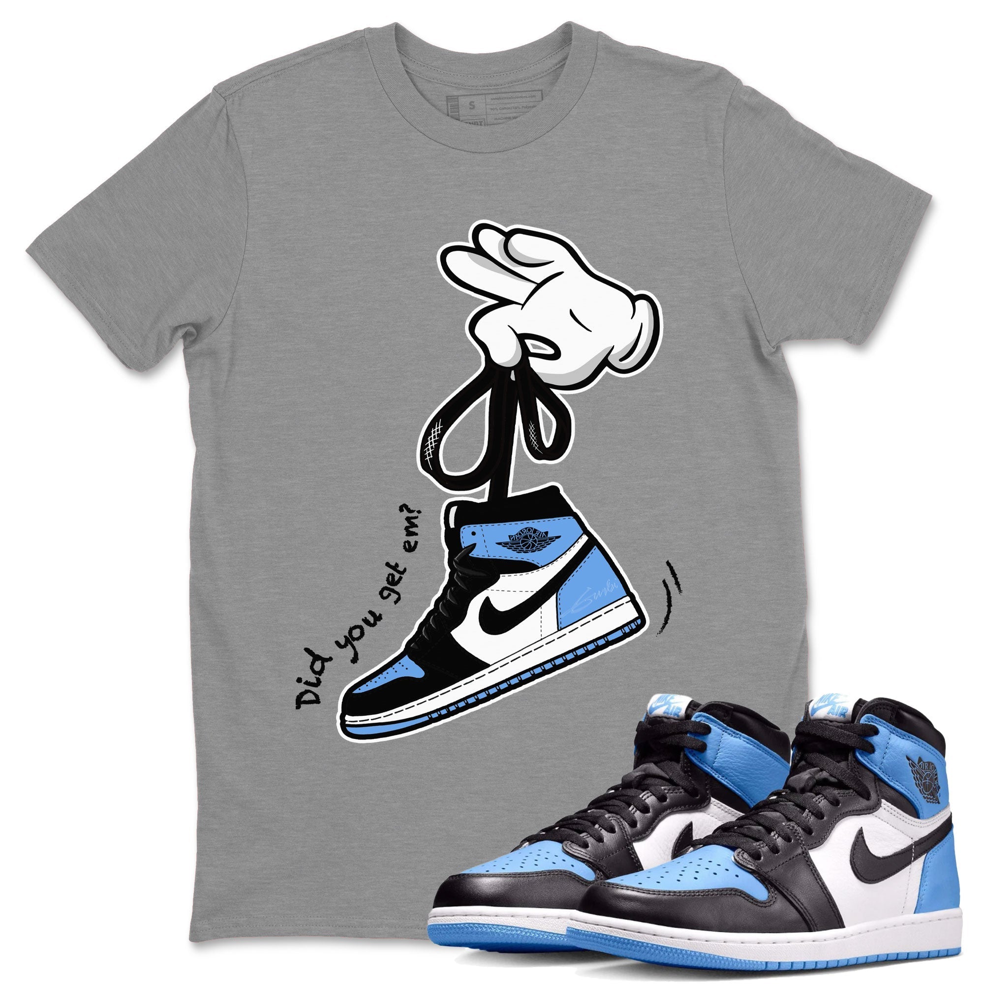 Cartoon Hands snkmatch Tee - Air Jordan 1 UNC Toe