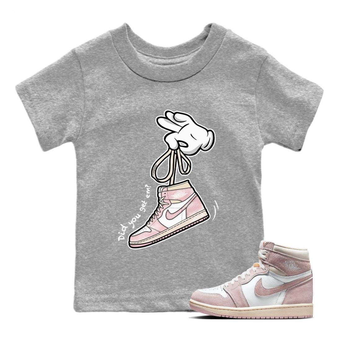 Cartoon Hands Kids Tops - Air Jordan 1 Washed Pink