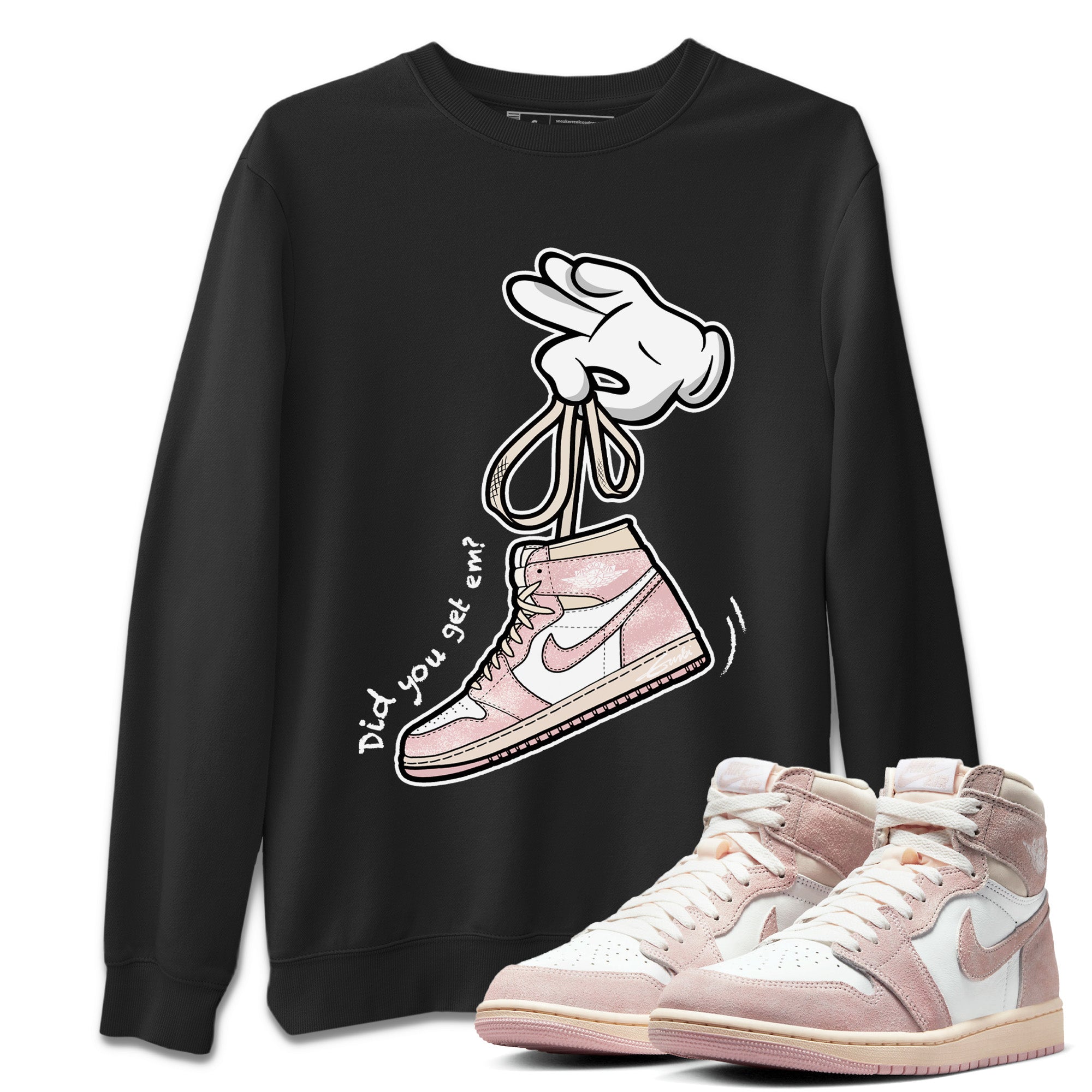 Cartoon Hands Unisex Tops - Air Jordan 1 Washed Pink