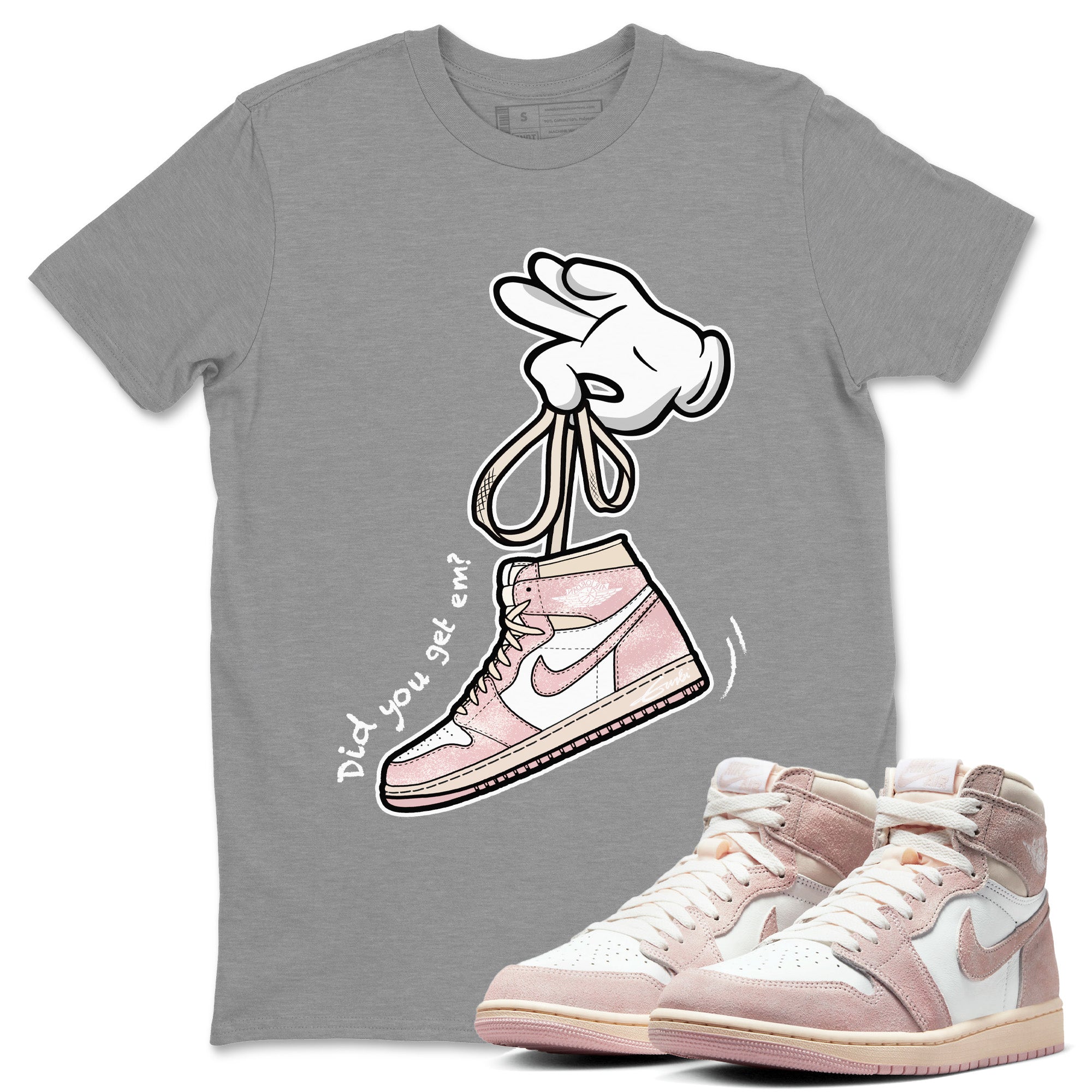 Cartoon Hands Unisex Tops - Air Jordan 1 Washed Pink