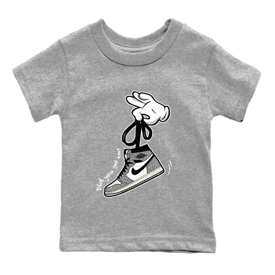 Cartoon Hands Kids Tops - Air Jordan 1 White Cement