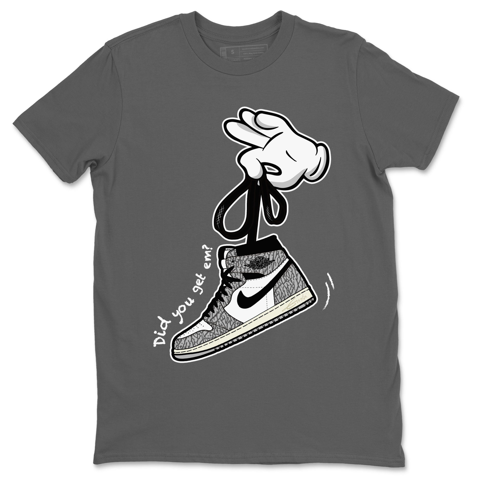 Cartoon Hands Unisex Tops - Air Jordan 1 White Cement