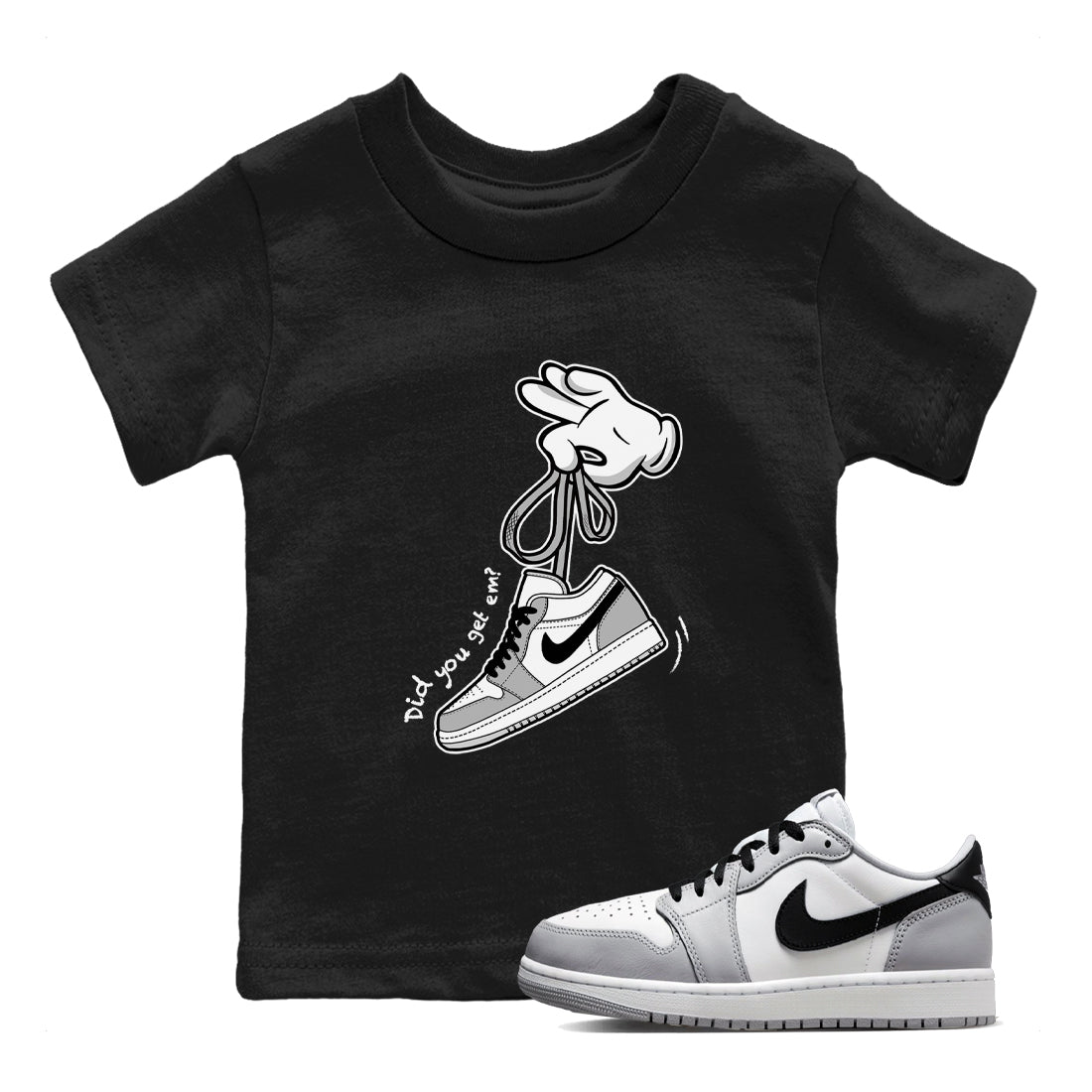 Cartoon Hands snkmatch Tees Kids - Air Jordan 1 Wolf Grey