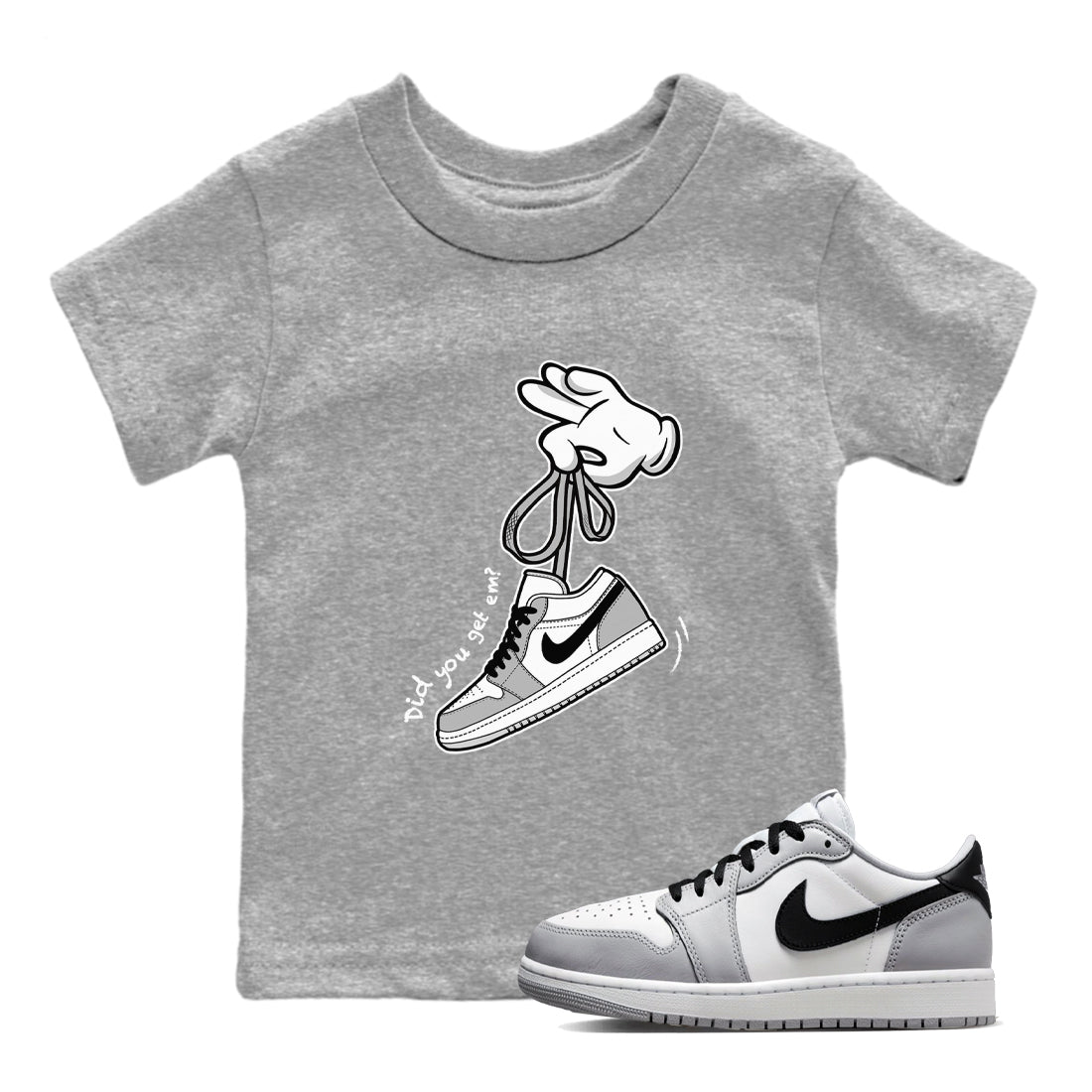 Cartoon Hands snkmatch Tees Kids - Air Jordan 1 Wolf Grey